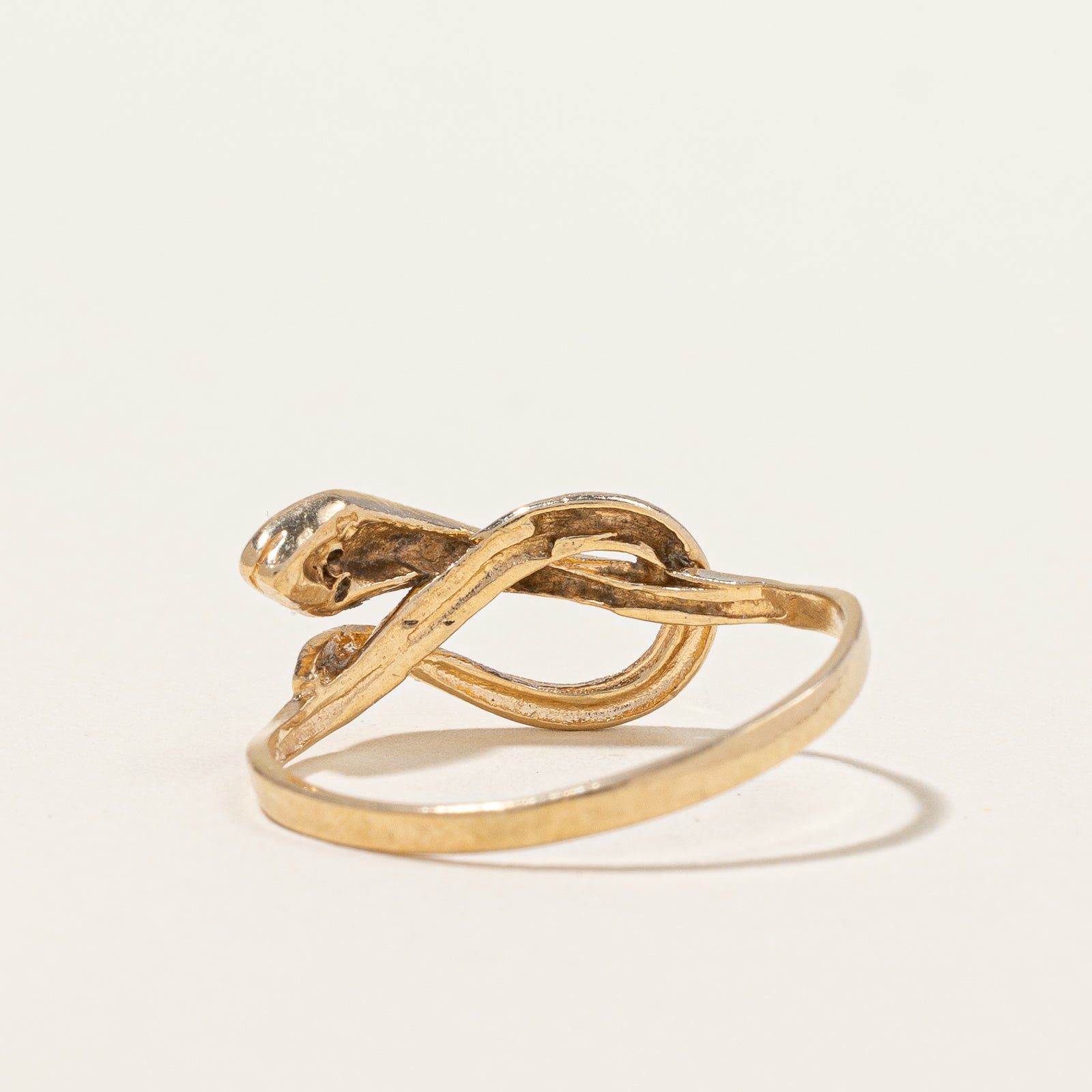 Bague serpent vintage en or 10 carats sertie de diamants | 0,005 ct | Taille 8 |