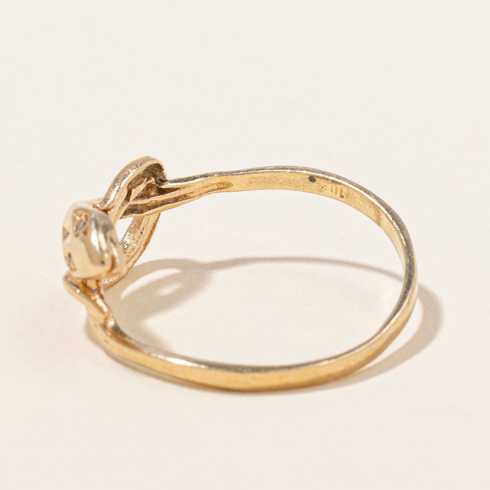 Bague serpent vintage en or 10 carats sertie de diamants | 0,005 ct | Taille 8 |