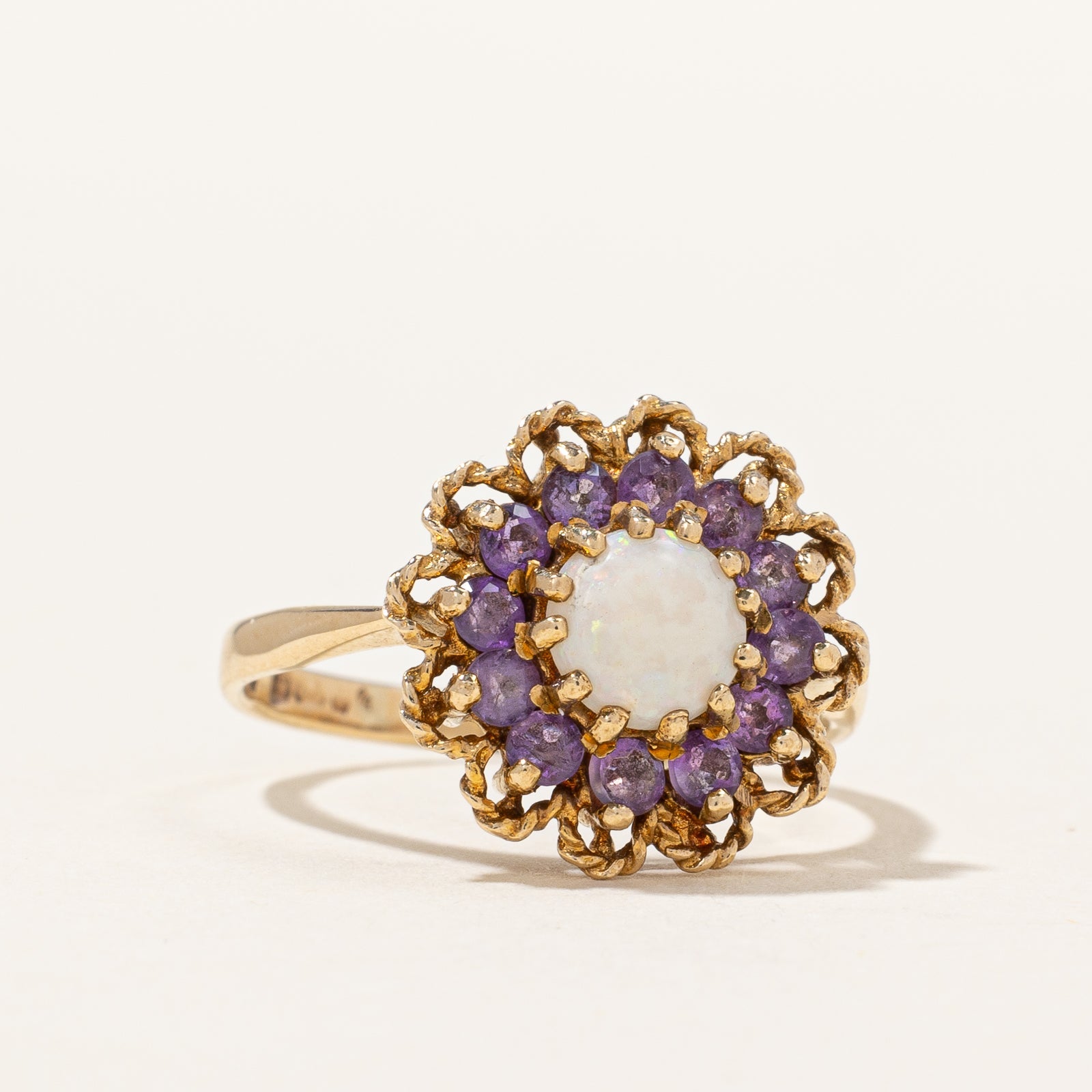 Vintage Amethyst & Opal Ring | 0.36ctw, 0.24ct | SZ 7 |
