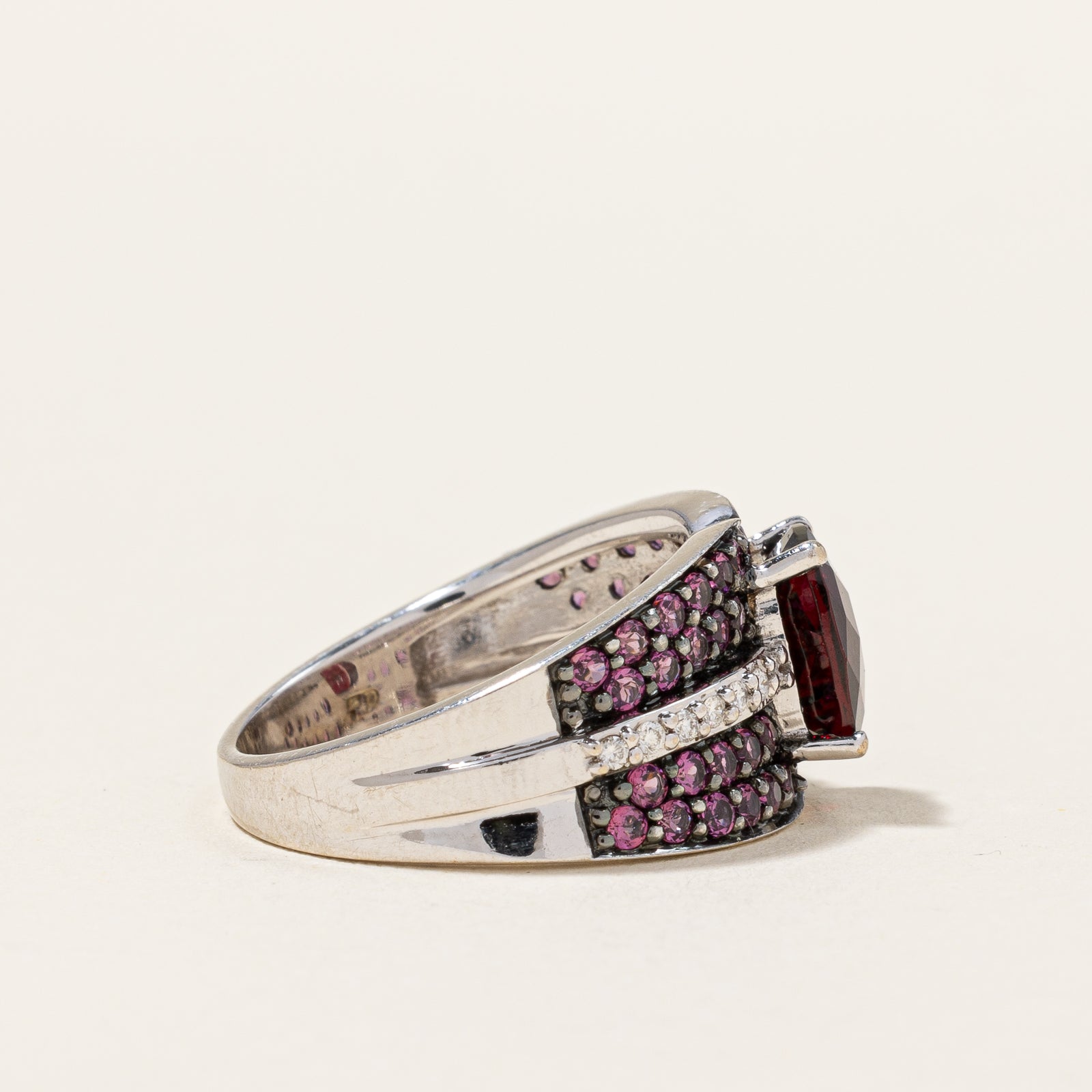 Garnet & Diamond Cocktail Ring | 1.80ctw, 0.08ctw | SZ 6.25 |