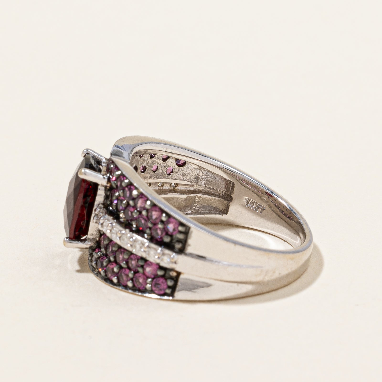 Garnet & Diamond Cocktail Ring | 1.80ctw, 0.08ctw | SZ 6.25 |