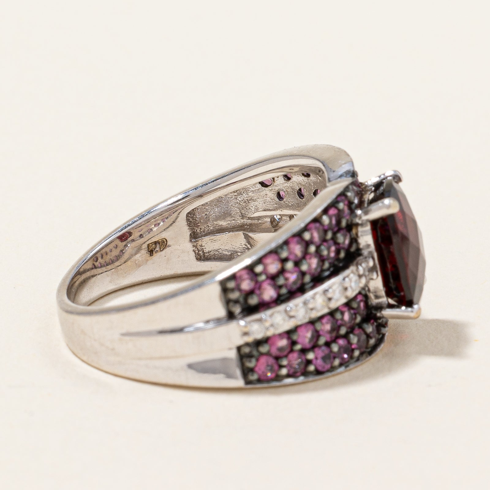 Garnet & Diamond Cocktail Ring | 1.80ctw, 0.08ctw | SZ 6.25 |
