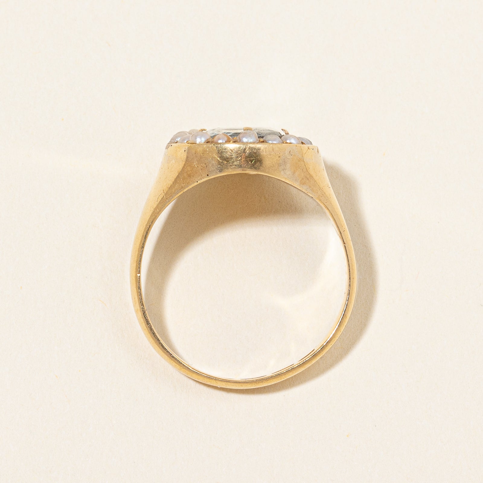 Victorian Era Seed Pearl Portrait Ring | SZ 8.5 |