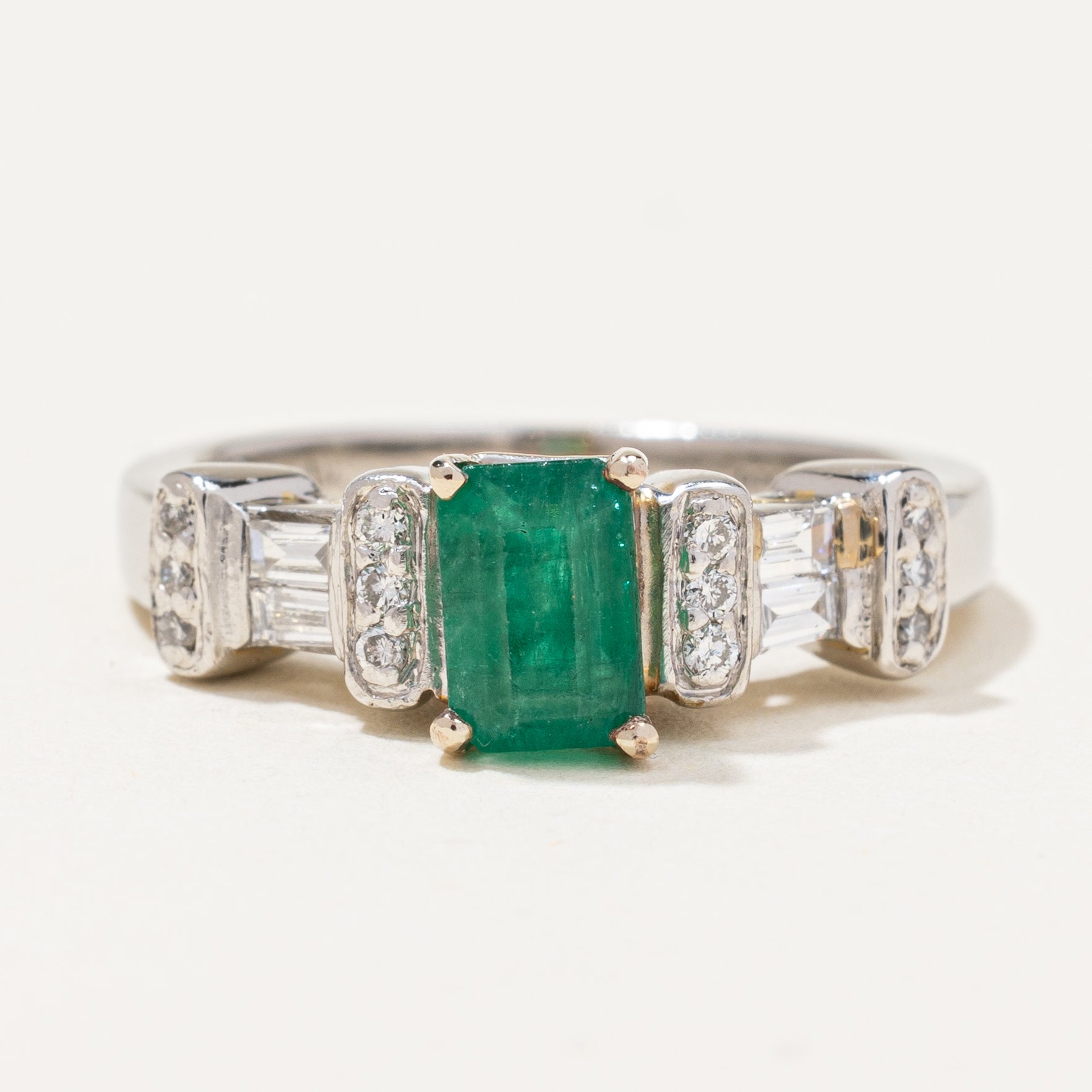 Emerald & Diamond Engagement Ring | 0.60ct, 0.16ctw | SZ 3.75 |