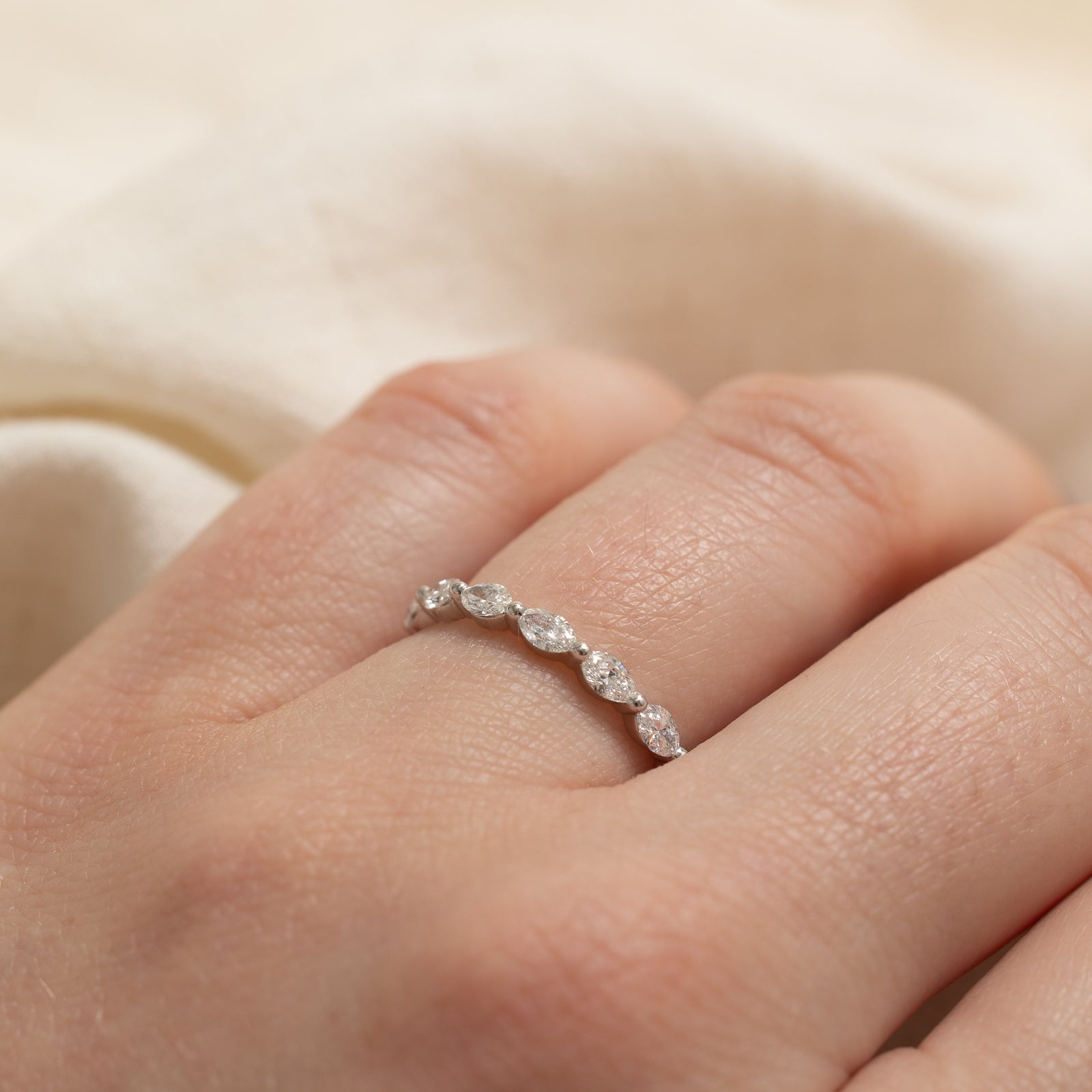 '100 Ways' Semi Eternity Marquise Diamond Band | White Gold | 0.75ctw |