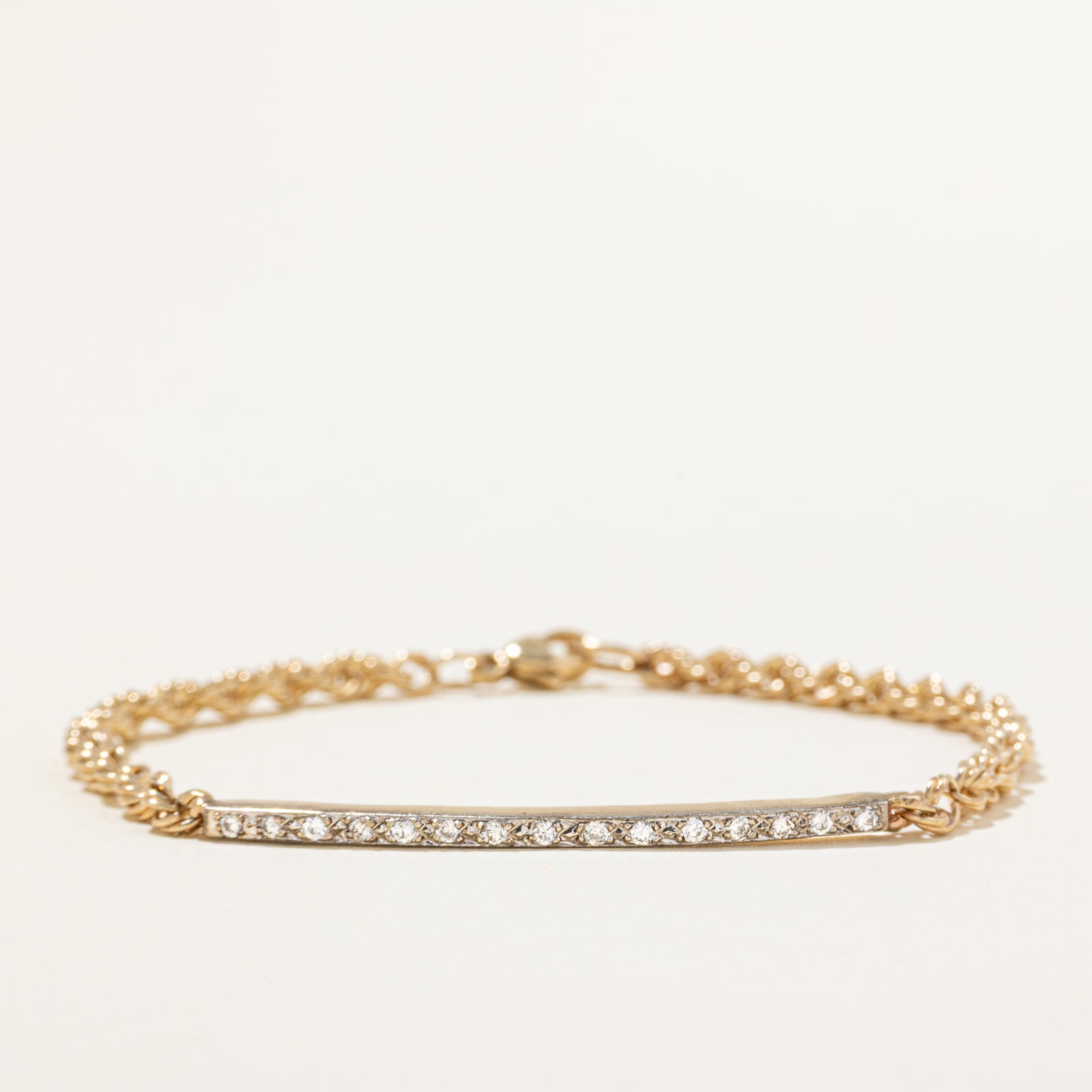 Diamond Bar Rope Chain Bracelet | 0.18ctw | 7"