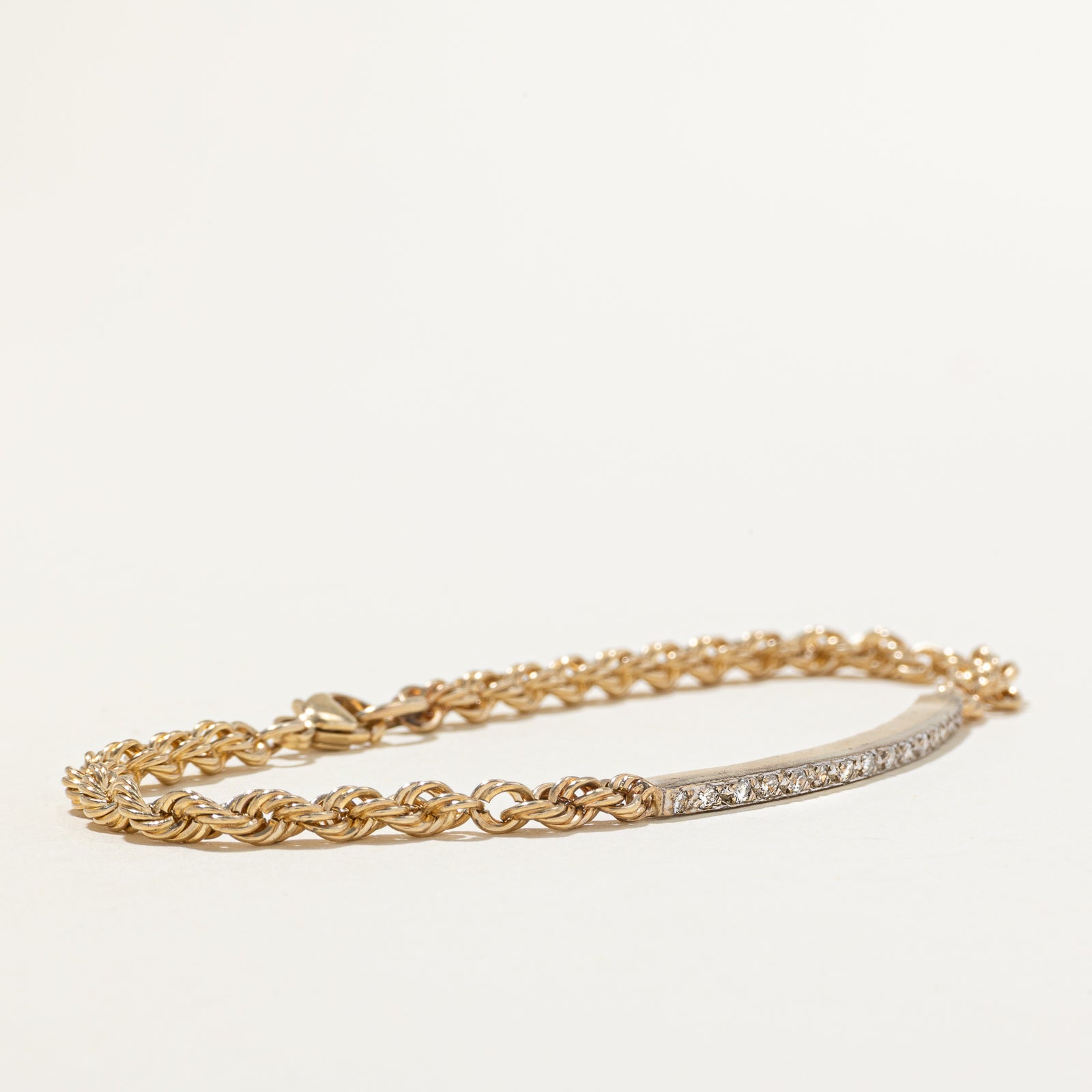 Diamond Bar Rope Chain Bracelet | 0.18ctw | 7"
