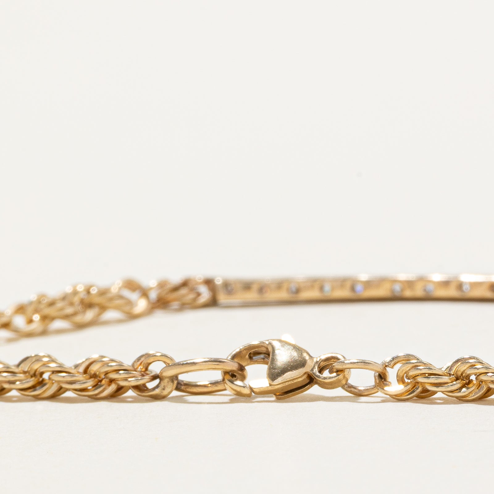 Diamond Bar Rope Chain Bracelet | 0.18ctw | 7"