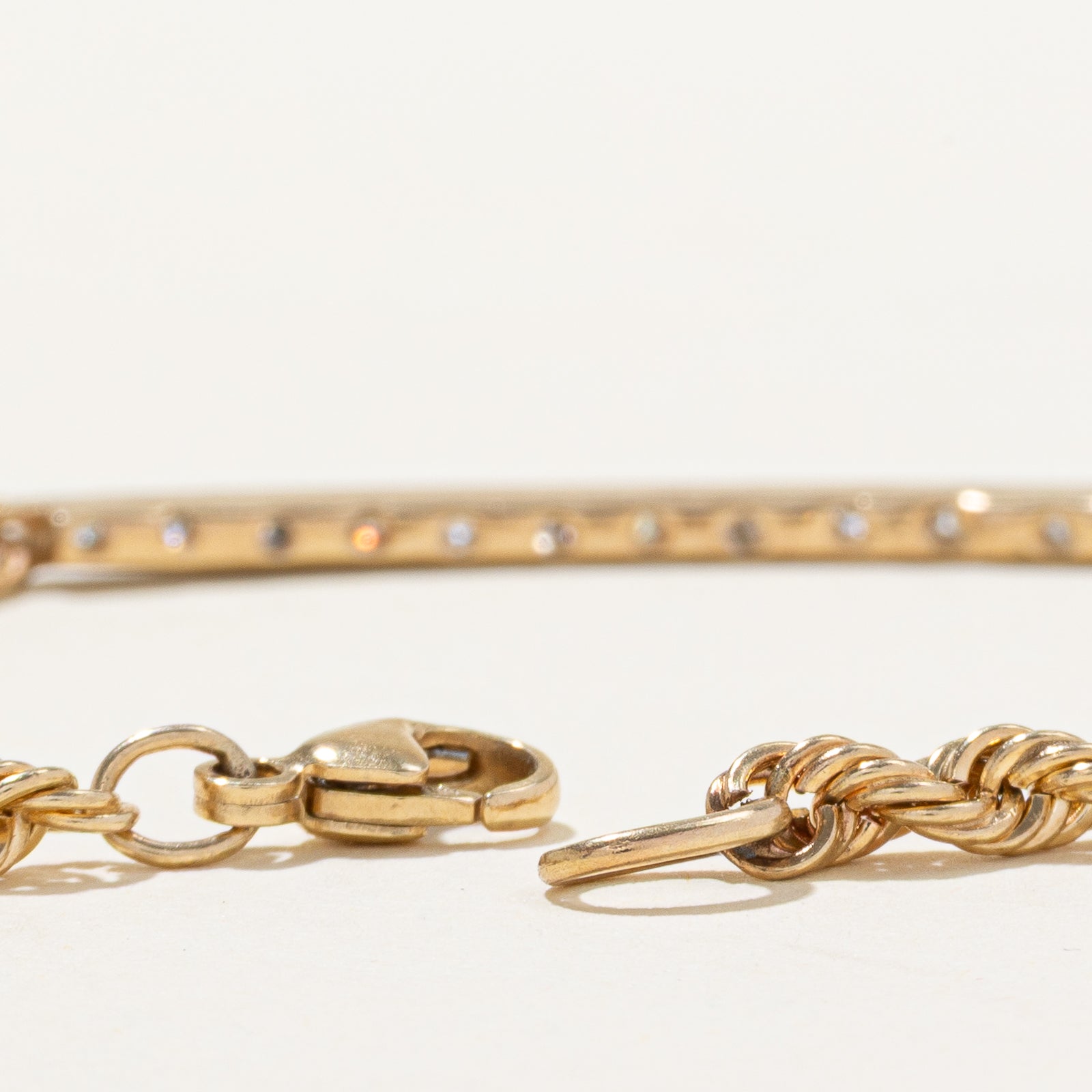 Diamond Bar Rope Chain Bracelet | 0.18ctw | 7"