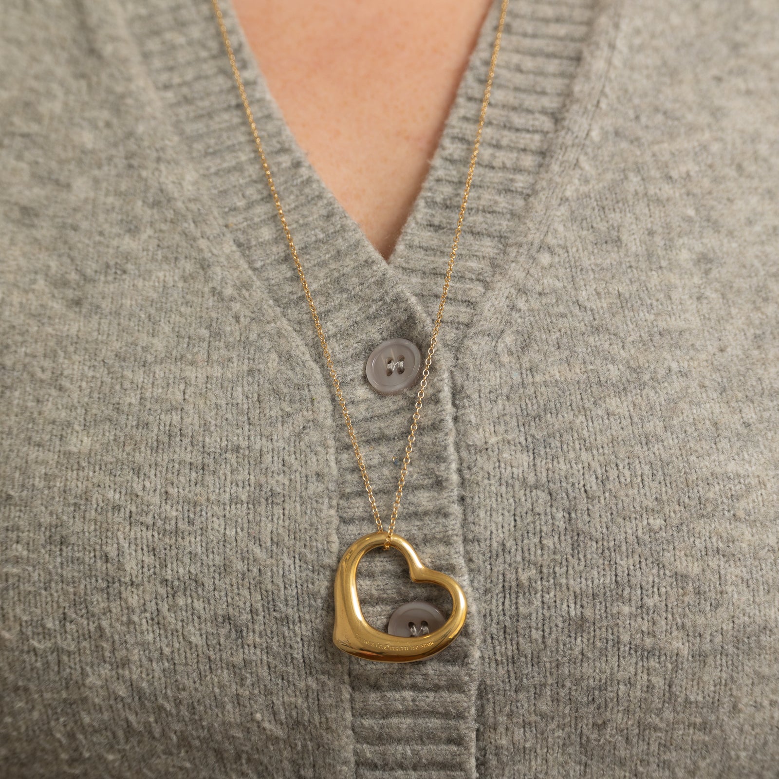 'Tiffany & Co' Elsa Peretti Open Heart Pendant 35 mm Necklace | 30" |