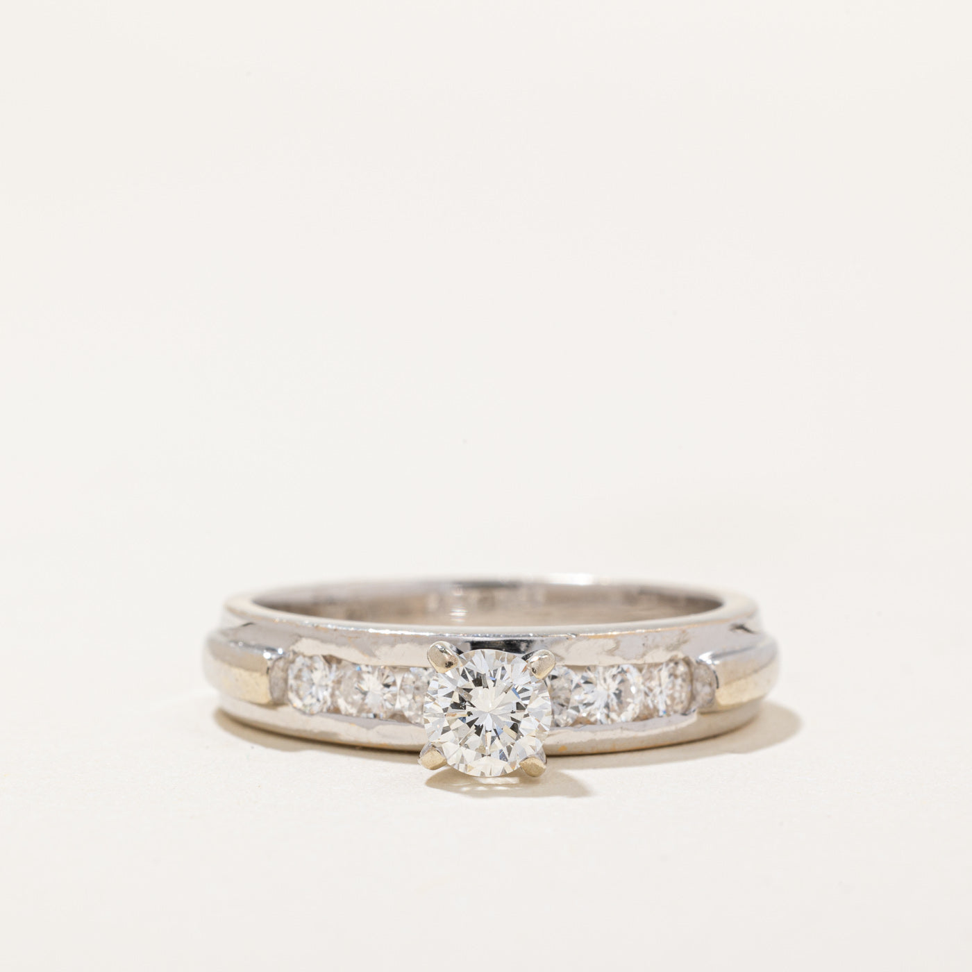 High Set Diamond Accented Engagement Ring | 0.35ct VS1 F/G, 0/42ctw | SZ 8 |