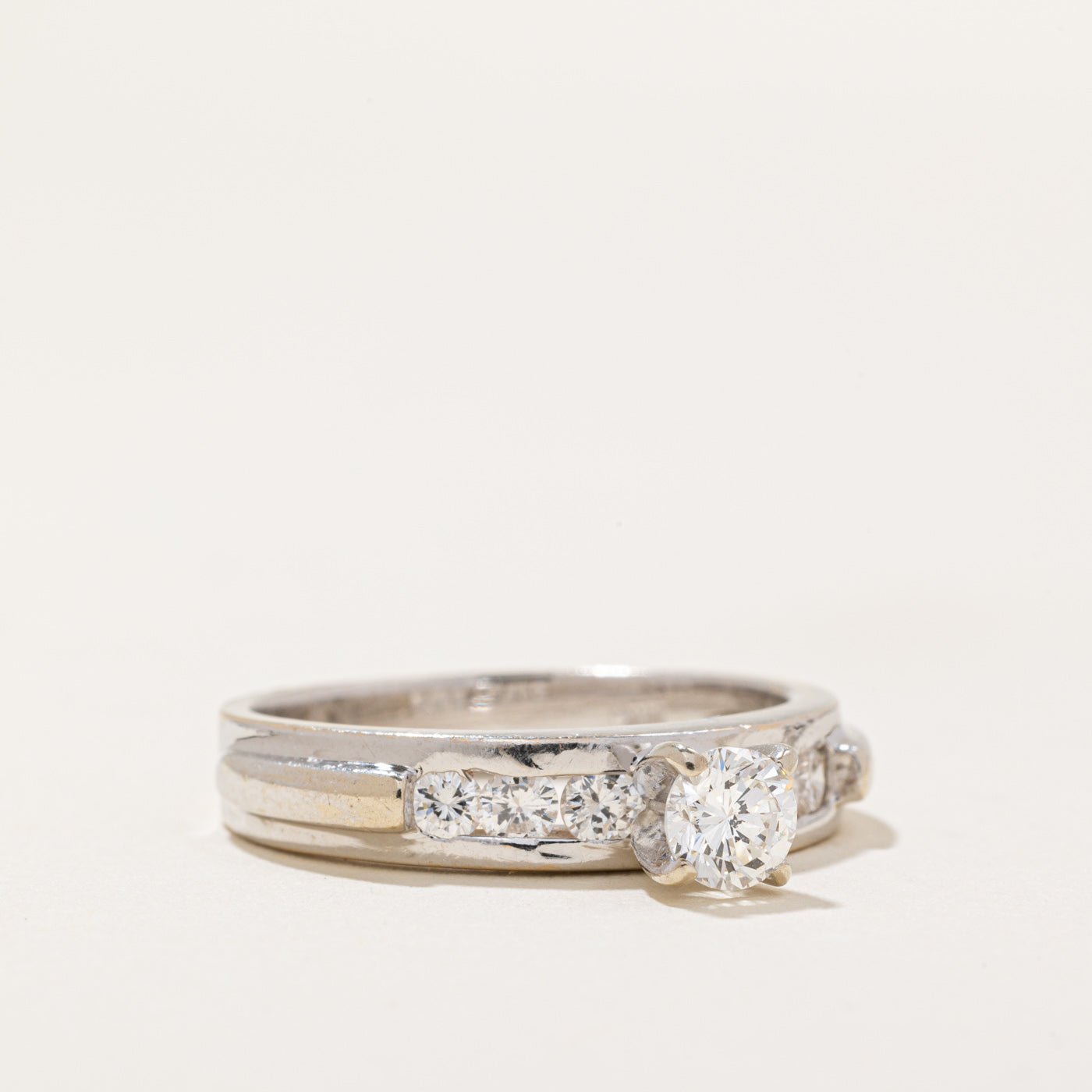 High Set Diamond Accented Engagement Ring | 0.35ct VS1 F/G, 0/42ctw | SZ 8 |