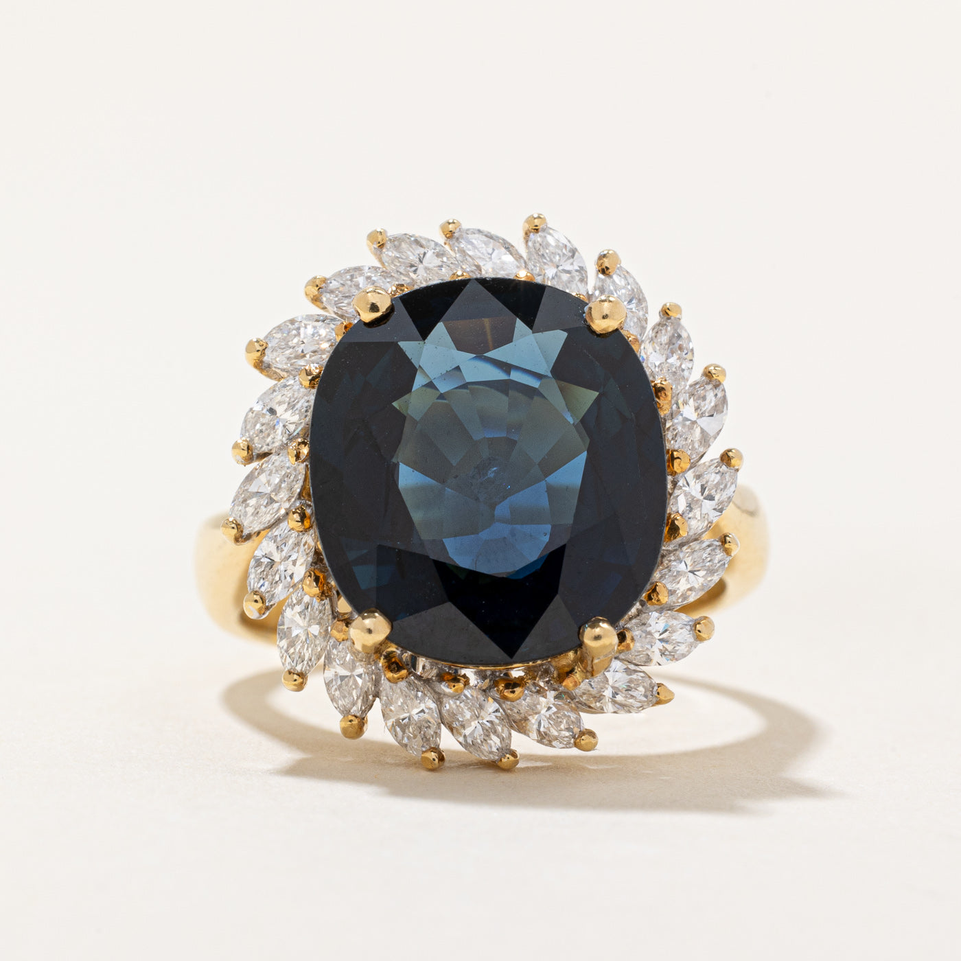 GIA Sapphire & Diamond Halo Ring | GIA 7.33ct | 1.00ctw | SZ 6 |