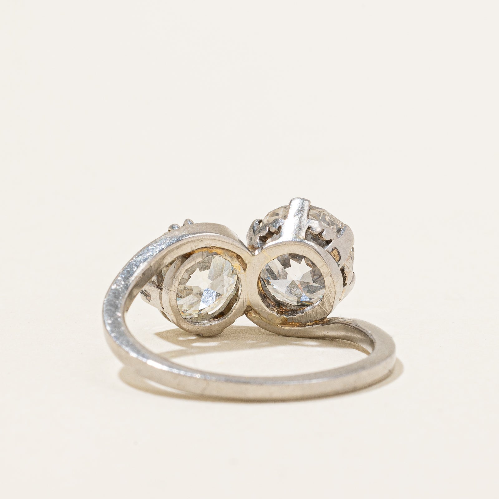 Antique Old European Cut Diamond Toi Et Moi Ring | 3.20ctw | SZ 6.75 |