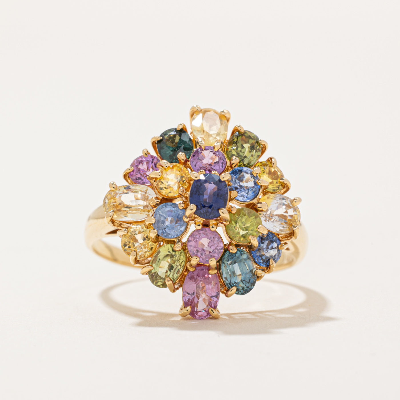 High Set Multi Coloured Sapphire Ring | 3.20ctw | SZ 8 |