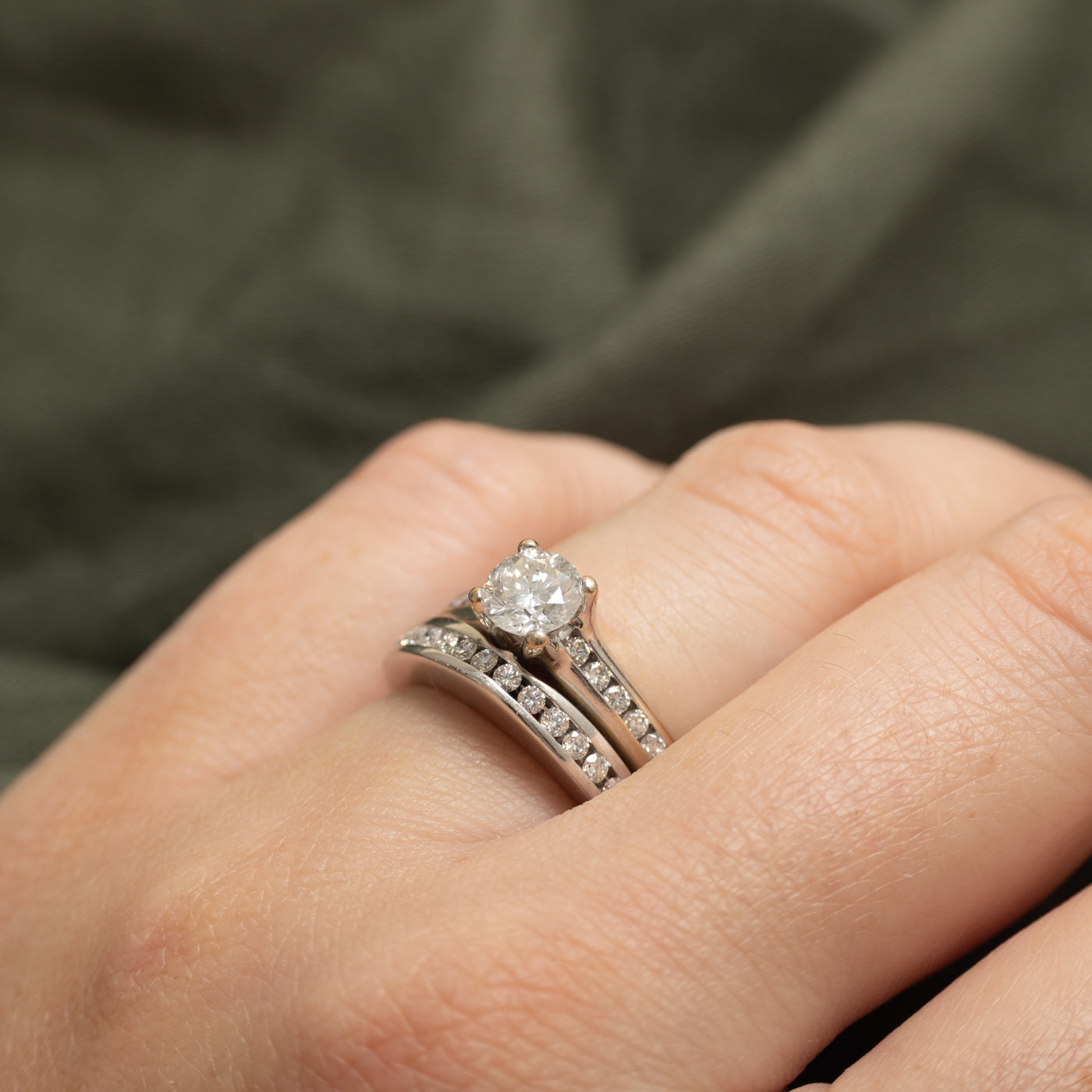 Channel Canadian Diamond Engagement Ring Set | 1.24 ctw, SZ 4.5 |