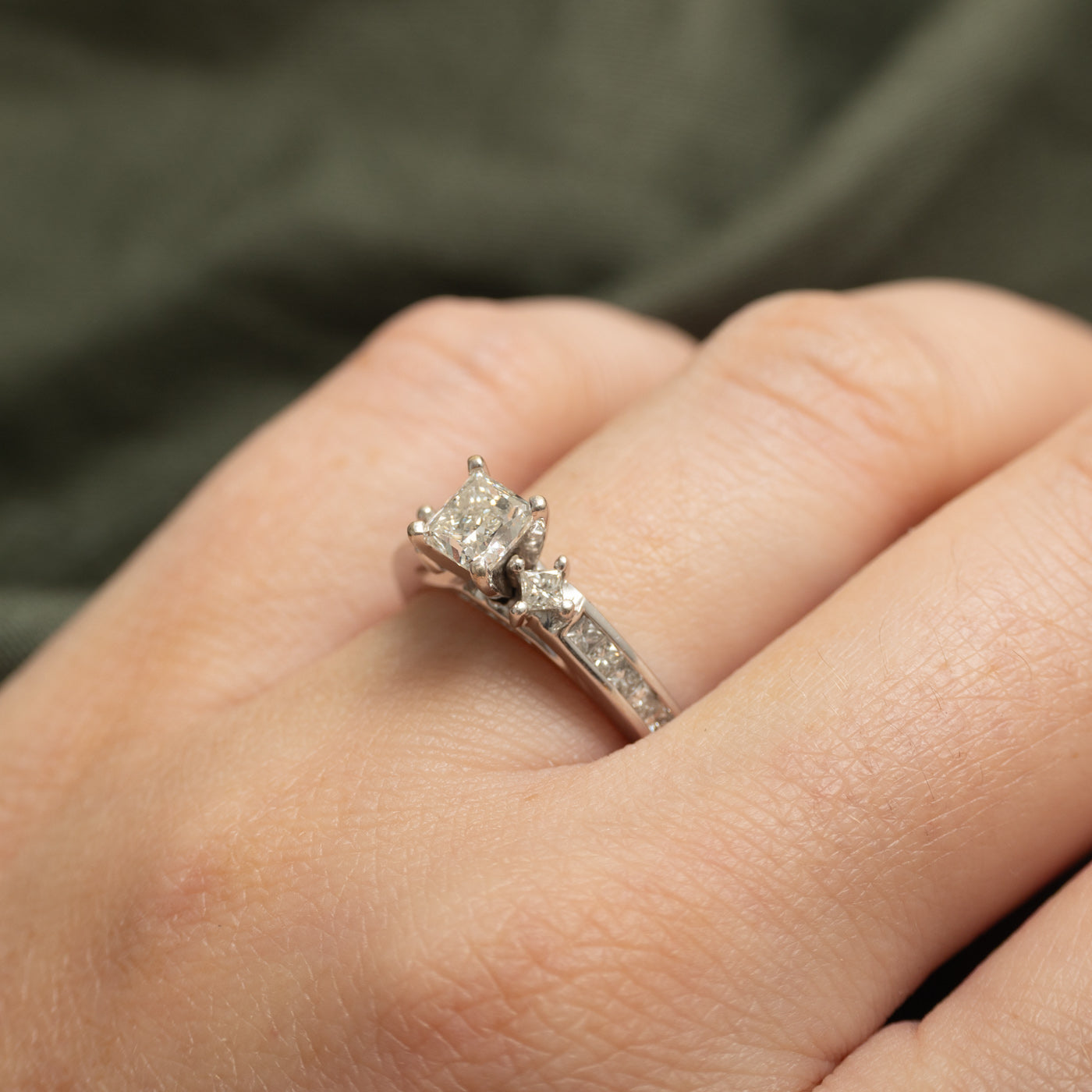 Princess Three Stone Engagement Ring GIA Certified | 1.24 ctw, SZ 6.75 |