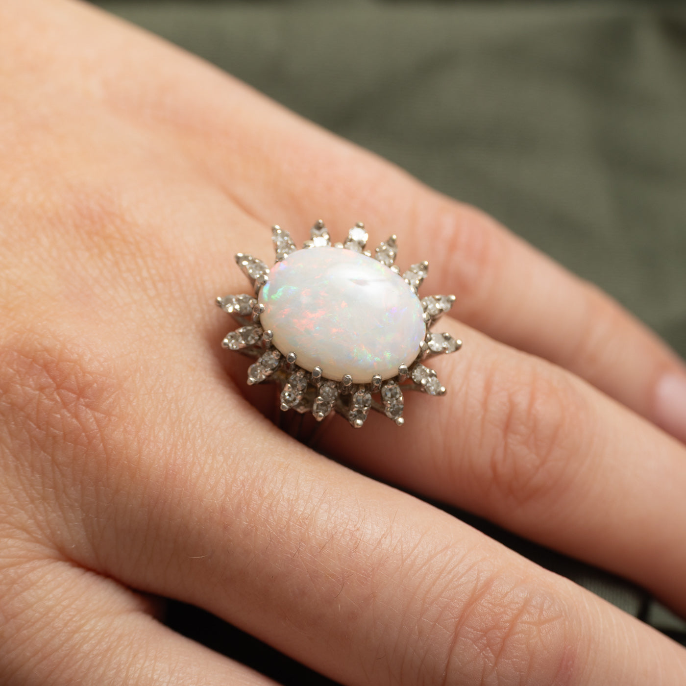 Opal & Diamond Cocktail Ring | 5.25ct, 0.50ctw | SZ 6.25 |