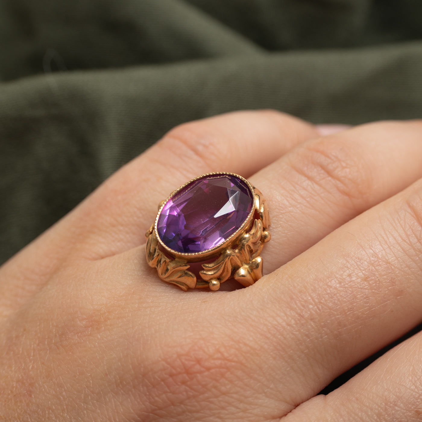 1978 Riga Synthetic Sapphire Art Deco Style Ring | 11.00ct | SZ 8.75 |