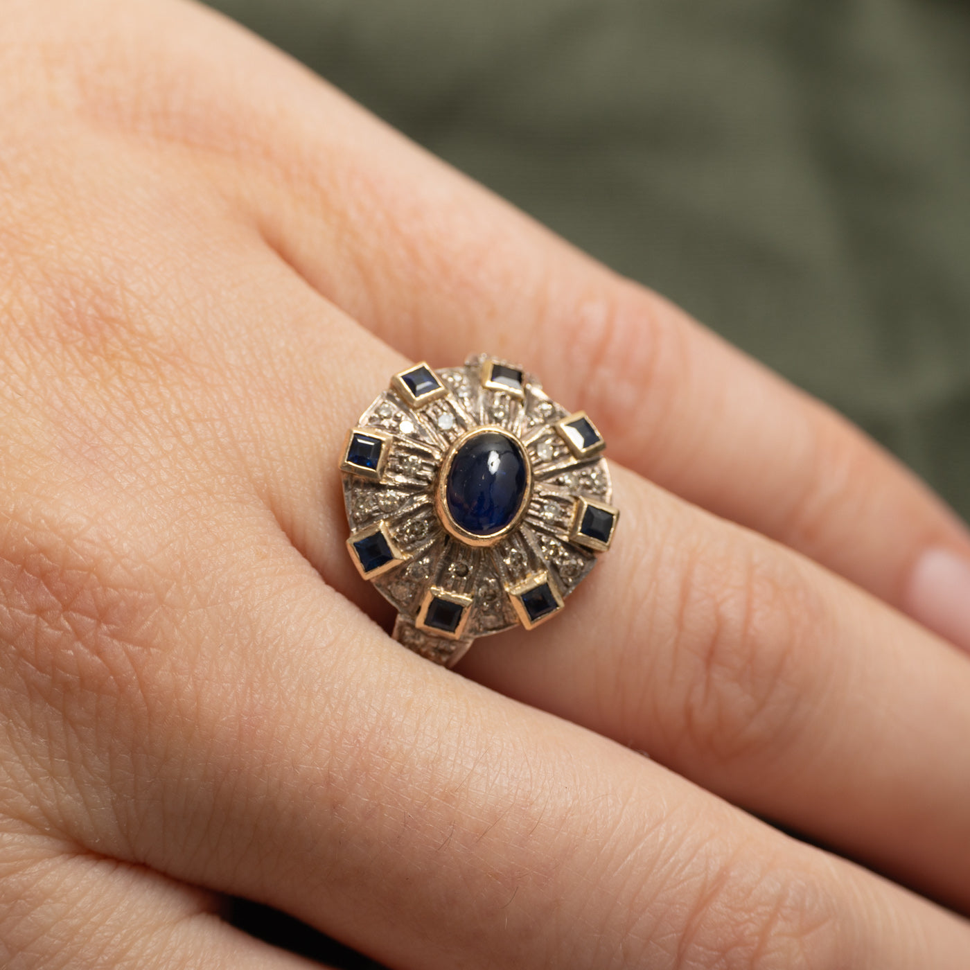 Sapphire & Diamond Art Deco Style Ring | 1.35ctw, 0.26ctw | SZ 5.5 |