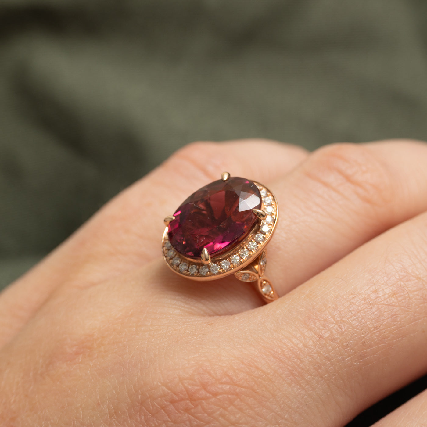 Noam Carver' Rubellite Tourmaline & Diamond Engagement Ring | 6.17ct | 0.36ctw | SZ 6.5 |