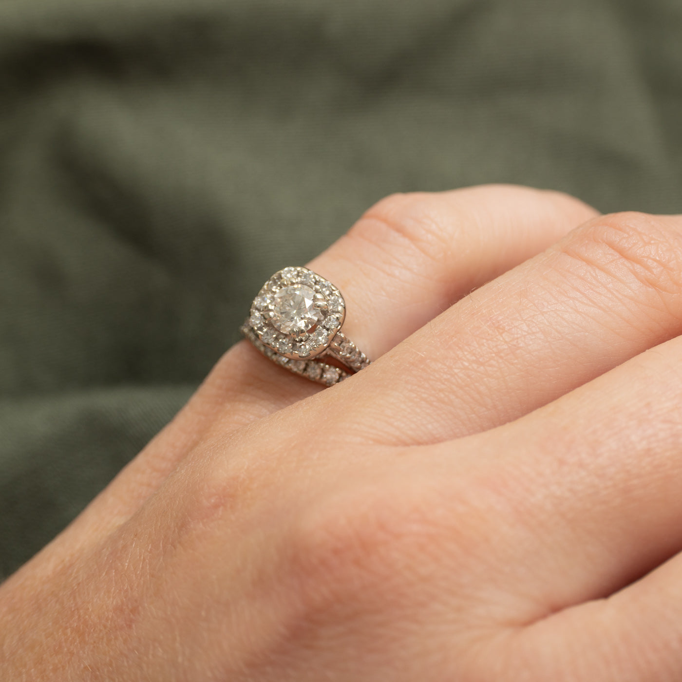 Halo Diamond Engagement Ring Set | 1.13 ctw, SZ 3.25 |