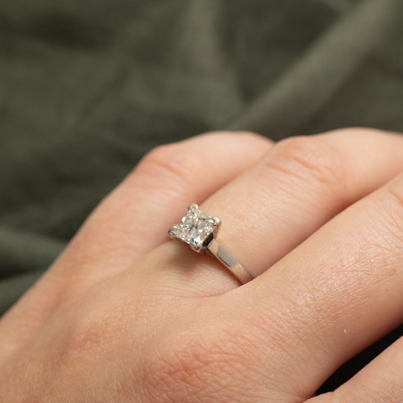 Solitaire Princess Diamond Engagement Ring | 0.91 ct, SZ 5 |
