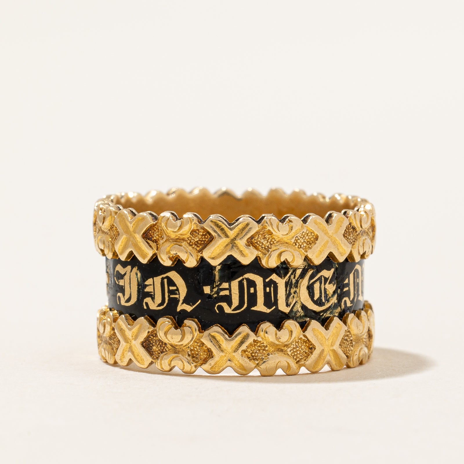 Enameled Georgian Era Mourning Band | SZ 6.5 |