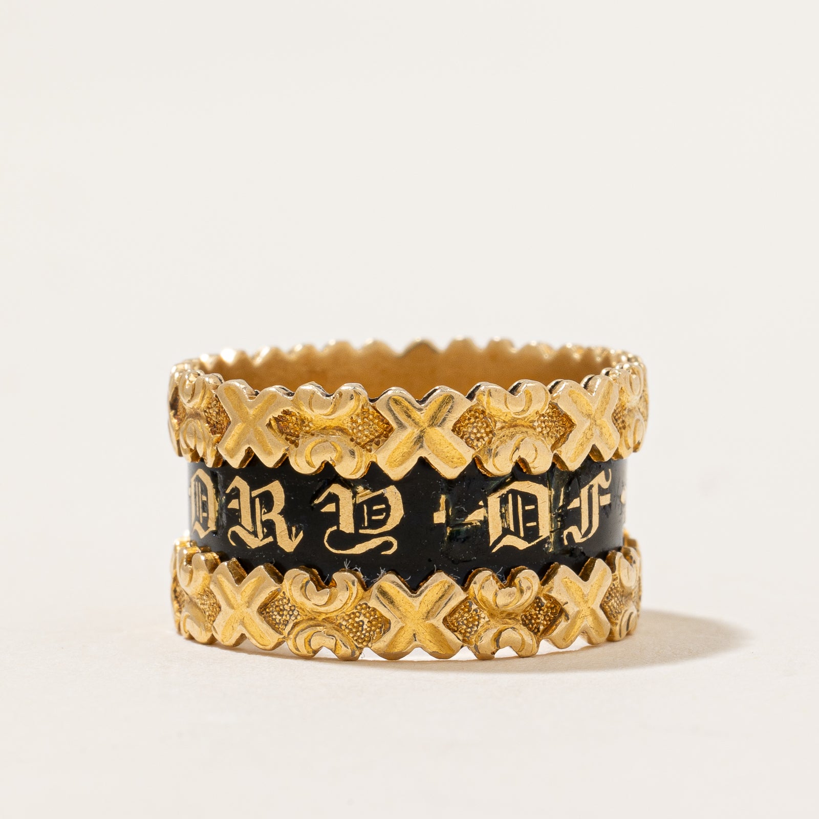 Enameled Georgian Era Mourning Band | SZ 6.5 |