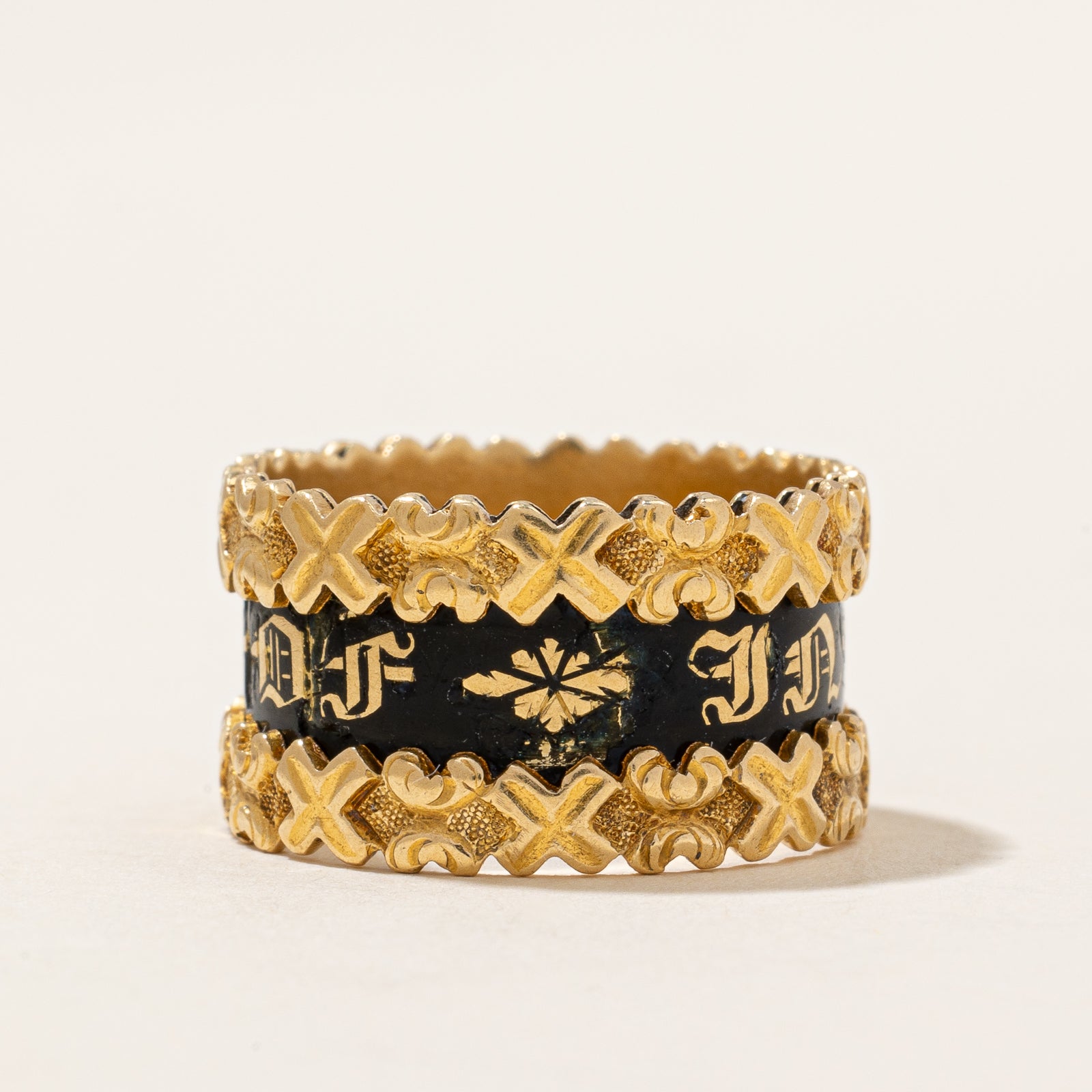 Enameled Georgian Era Mourning Band | SZ 6.5 |