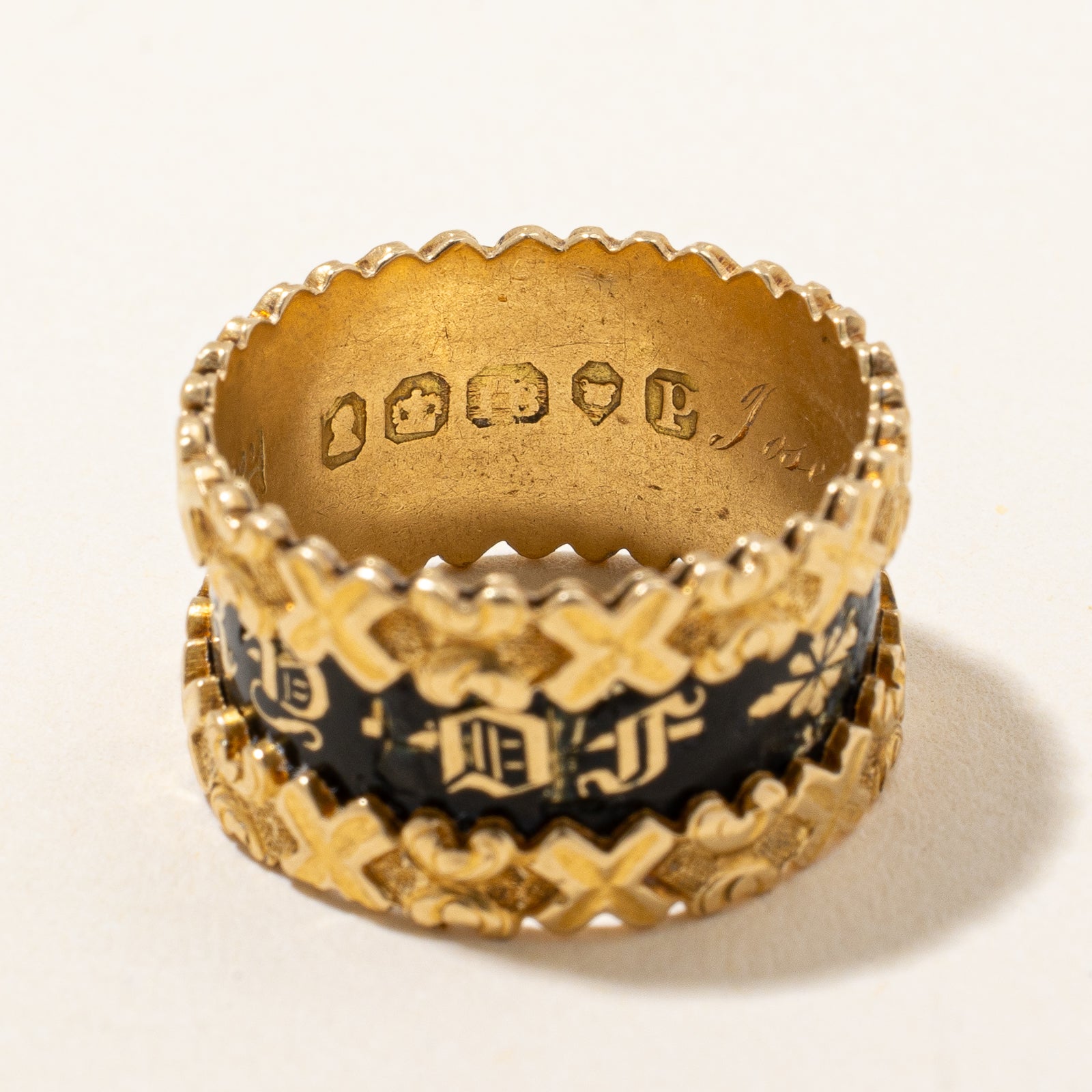 Enameled Georgian Era Mourning Band | SZ 6.5 |
