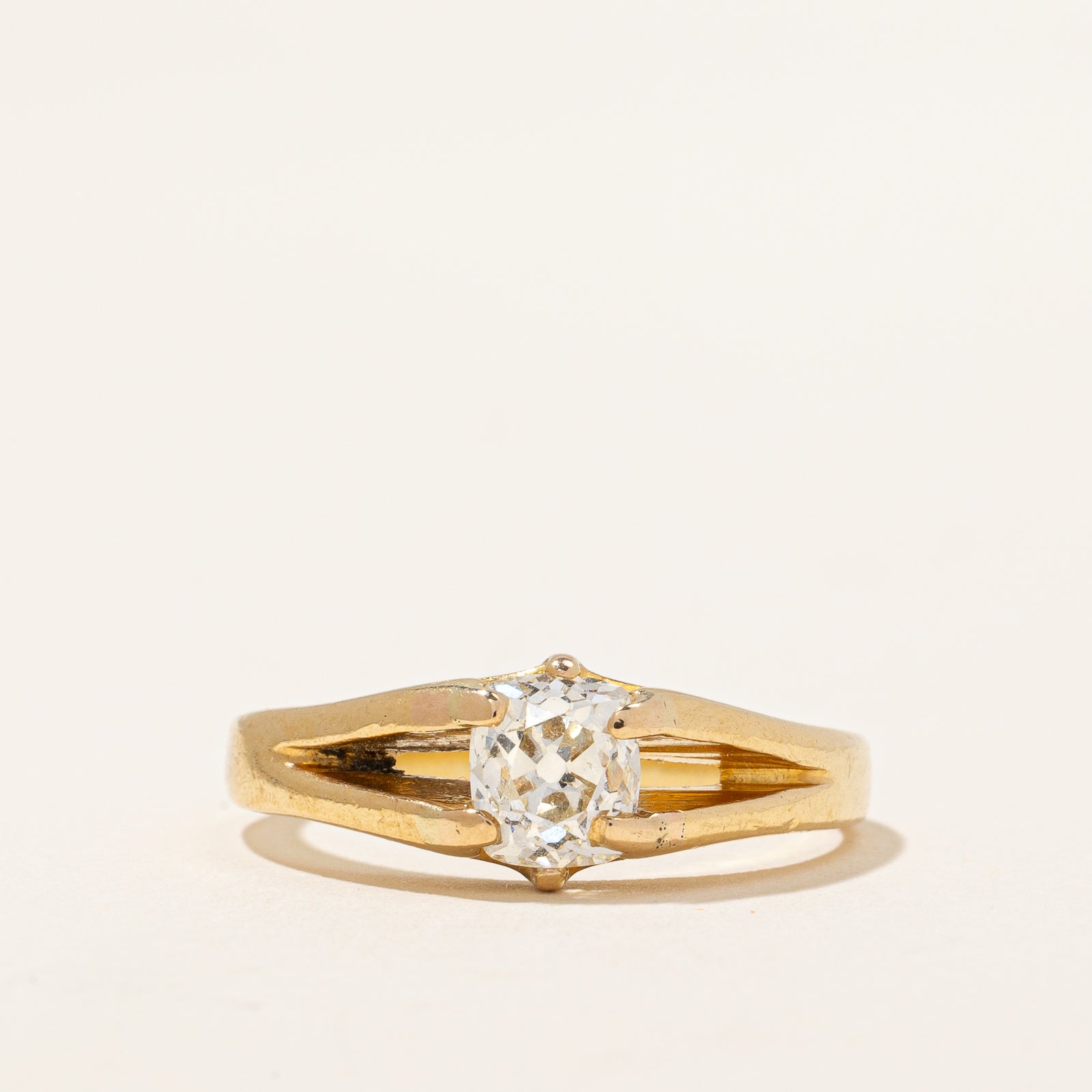 Bague de fiançailles solitaire Old Mine à anneau fendu | 0,65 ct | Taille 7,25 |