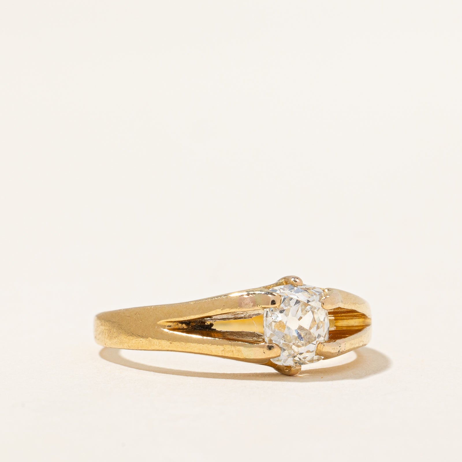 Bague de fiançailles solitaire Old Mine à anneau fendu | 0,65 ct | Taille 7,25 |