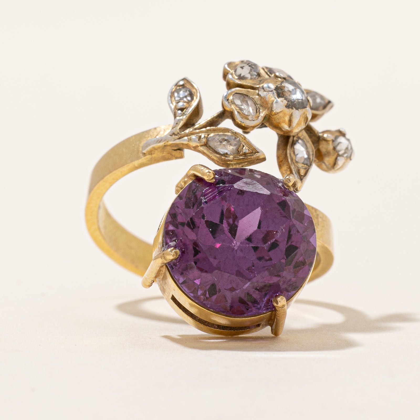 Rose Cut Diamond & Synthetic Sapphire Ring | 7.50ct, 0.22ctw | SZ 7 |