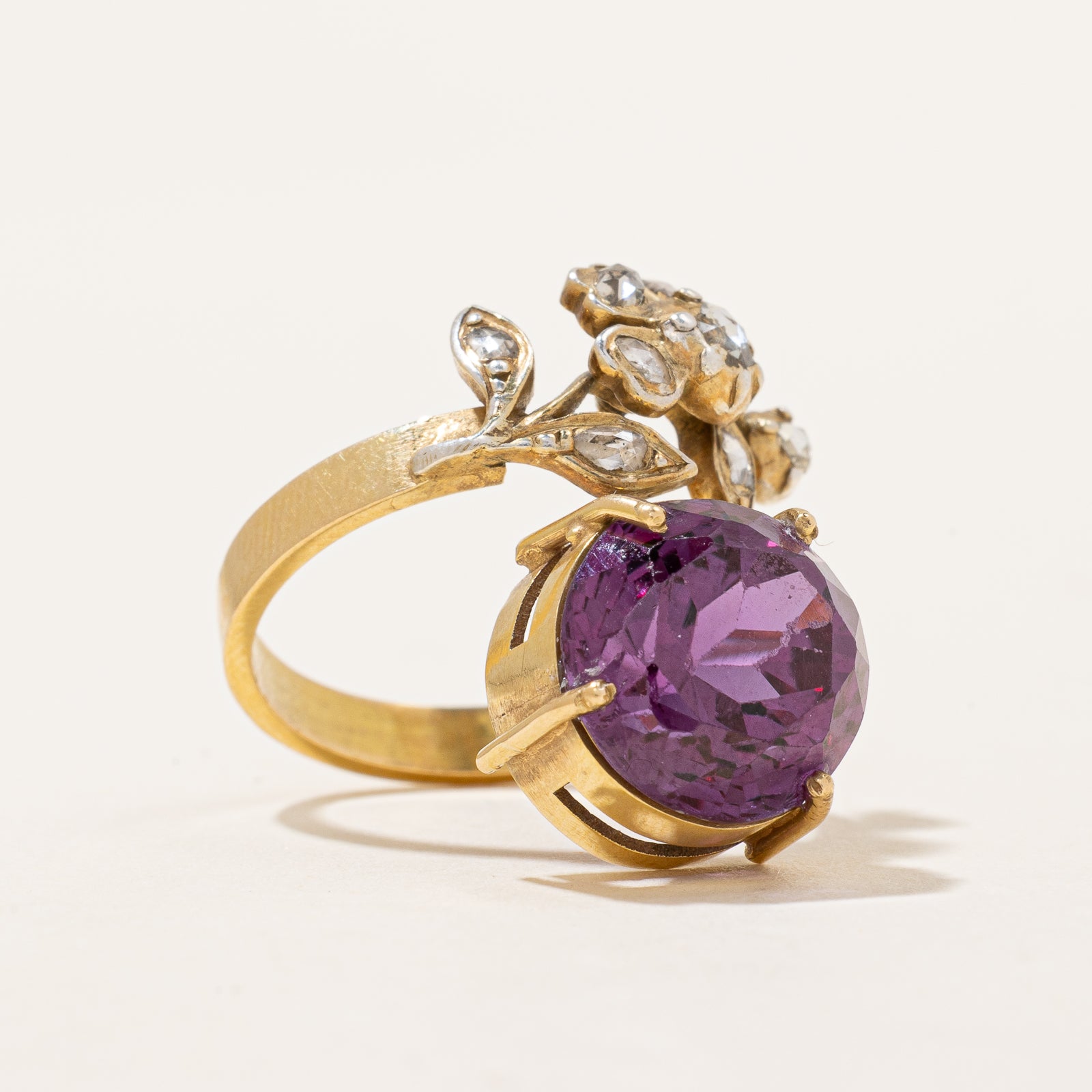 Rose Cut Diamond & Synthetic Sapphire Ring | 7.50ct, 0.22ctw | SZ 7 |