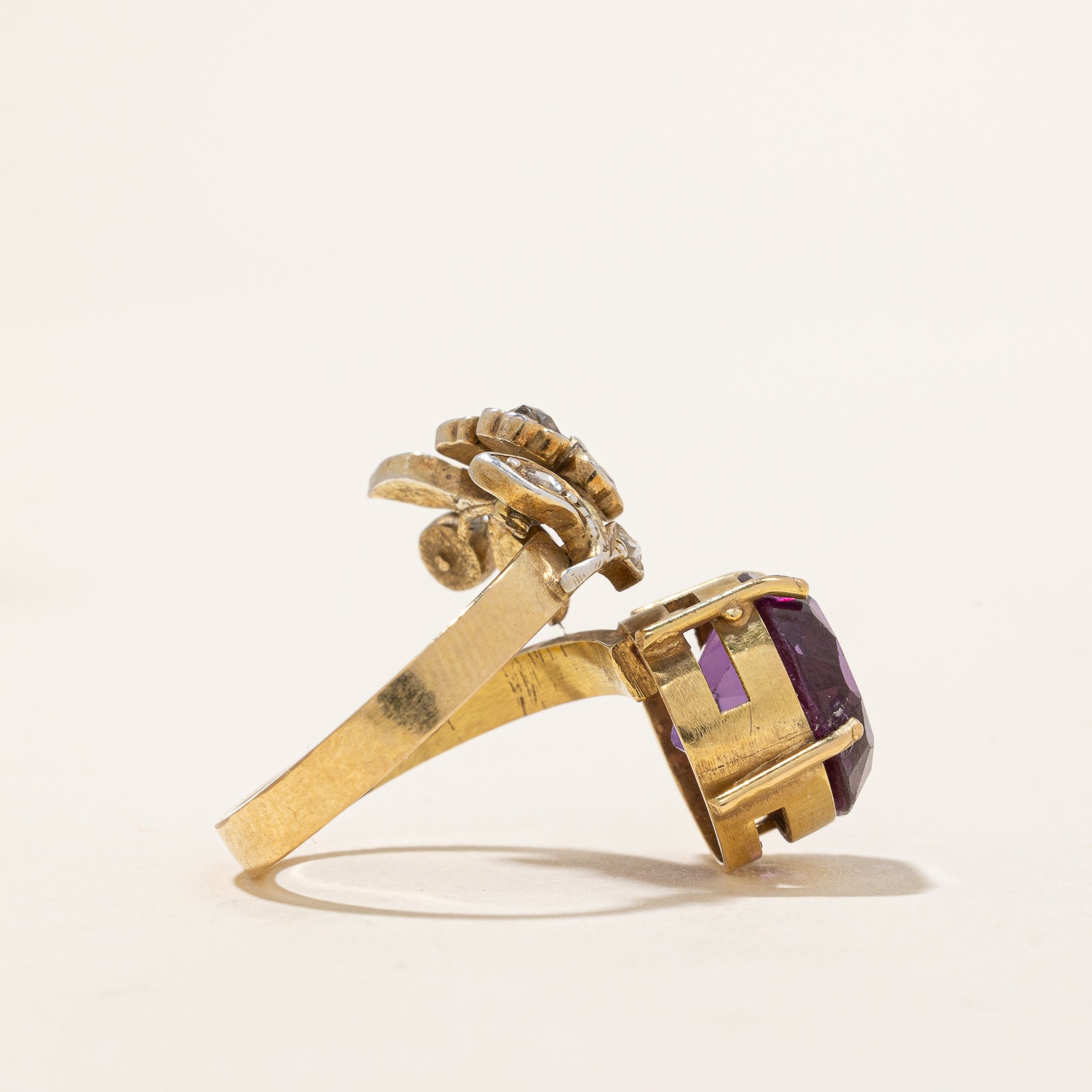 Rose Cut Diamond & Synthetic Sapphire Ring | 7.50ct, 0.22ctw | SZ 7 |