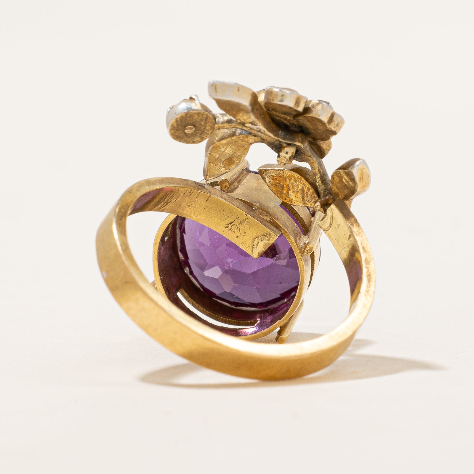 Rose Cut Diamond & Synthetic Sapphire Ring | 7.50ct, 0.22ctw | SZ 7 |
