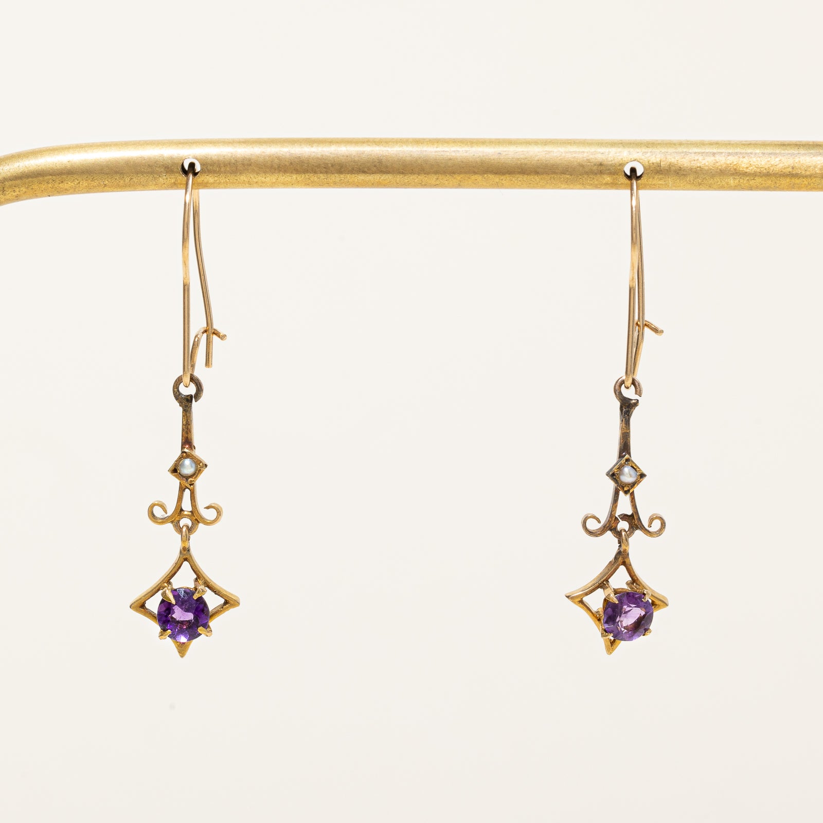 Vintage Amethyst & Pearl Earring Set | 0.75ctw |