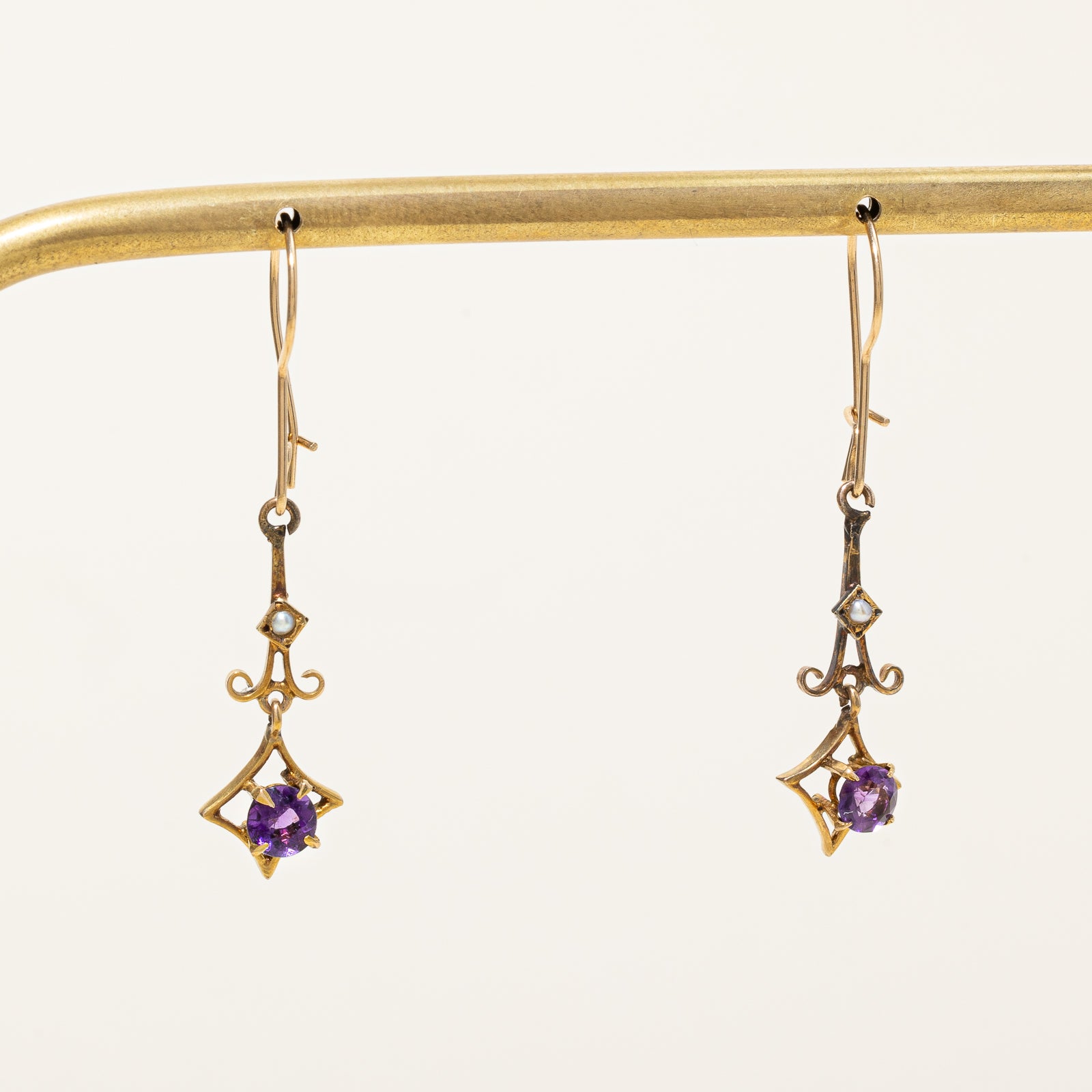 Vintage Amethyst & Pearl Earring Set | 0.75ctw |