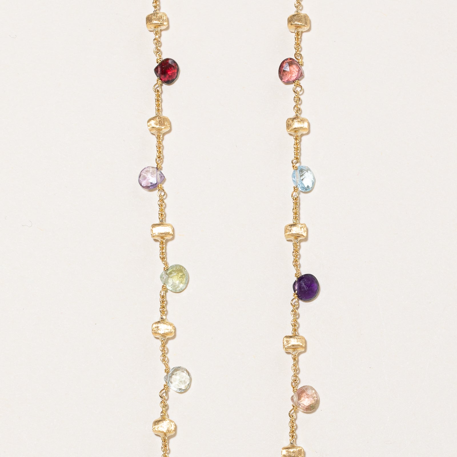 Collier sautoir « Marco Bicego by Birks » en or jaune 18 carats, orné de multiples pierres précieuses et de diamants | 10,5 carats au total | 35,5 cm