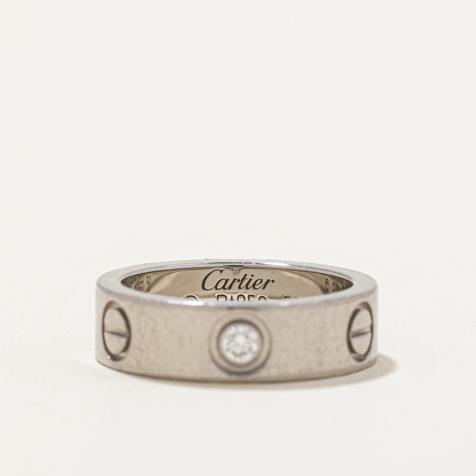 'Cartier' Love Ring in Platinum with Diamond | 0.02 ct, SZ 5.75 |