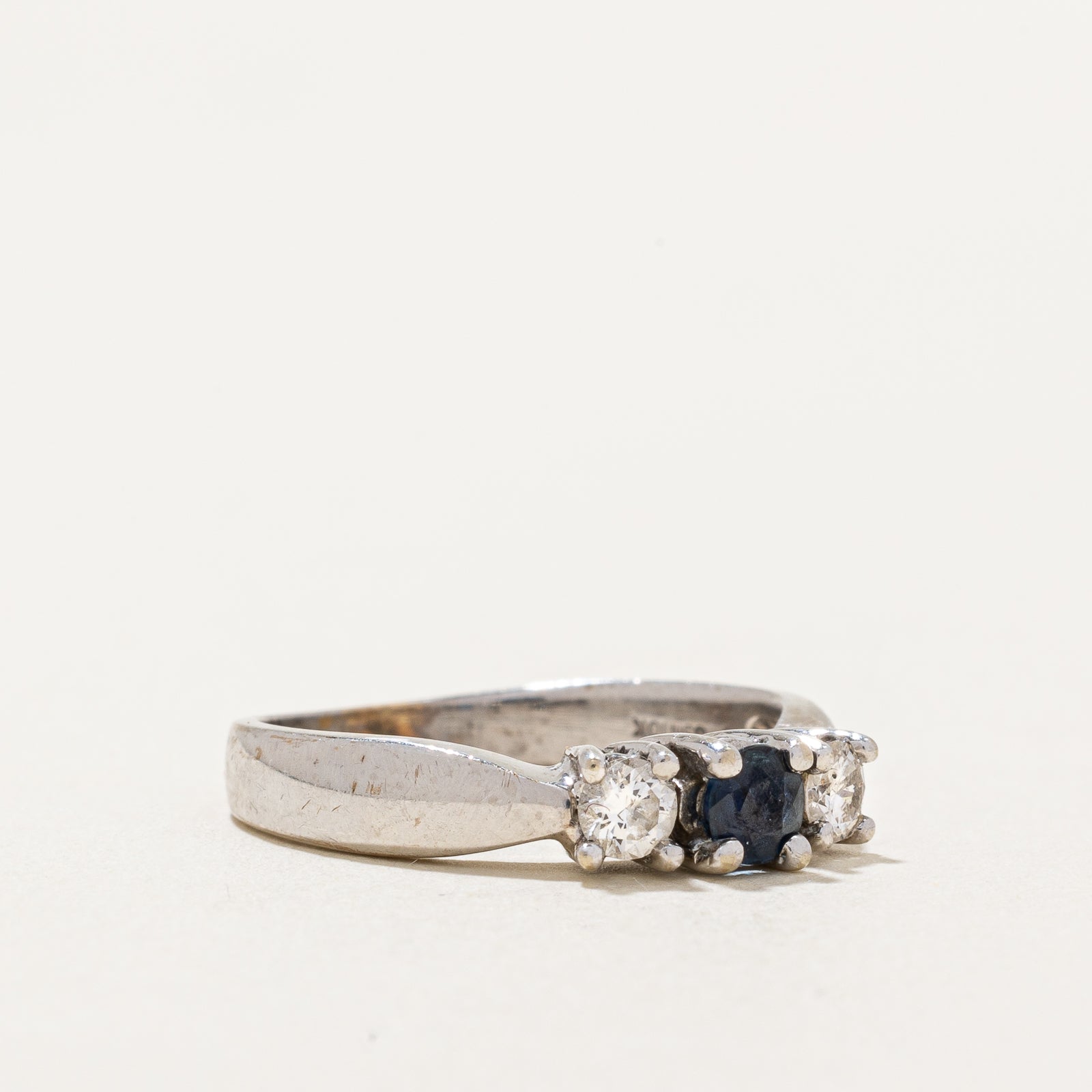 10k White Gold Sapphire and Diamond Ring | 0.20ct, 0.235ctw | SZ 6
