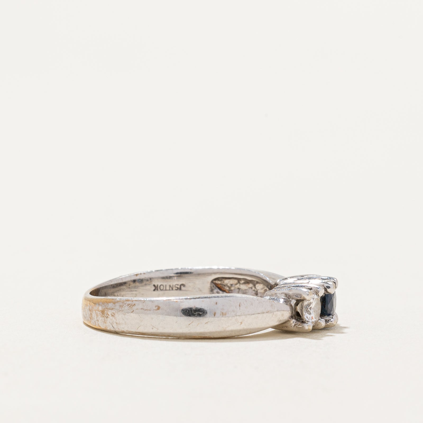 10k White Gold Sapphire and Diamond Ring | 0.20ct, 0.235ctw | SZ 6