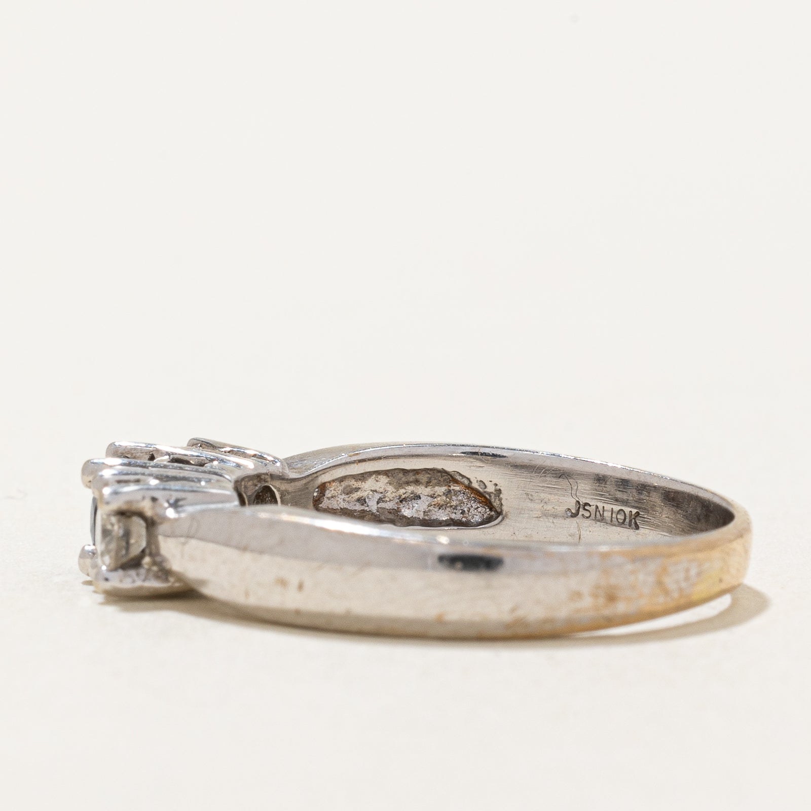 10k White Gold Sapphire and Diamond Ring | 0.20ct, 0.235ctw | SZ 6