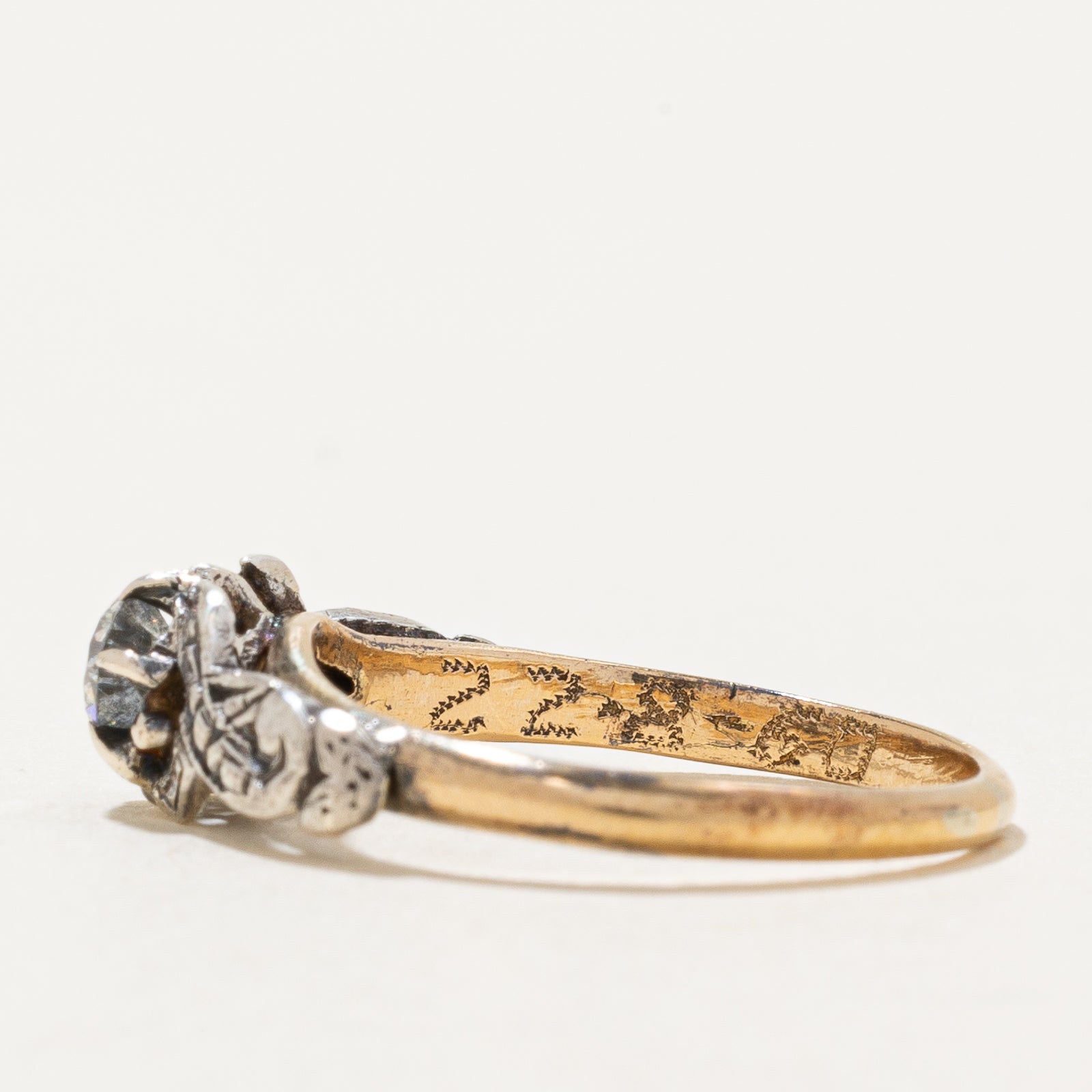 Bague de fiançailles en or 18 carats avec diamant taille ancienne européenne | 0,22 ct VS1/VS2 G/H | Taille 5,25 |