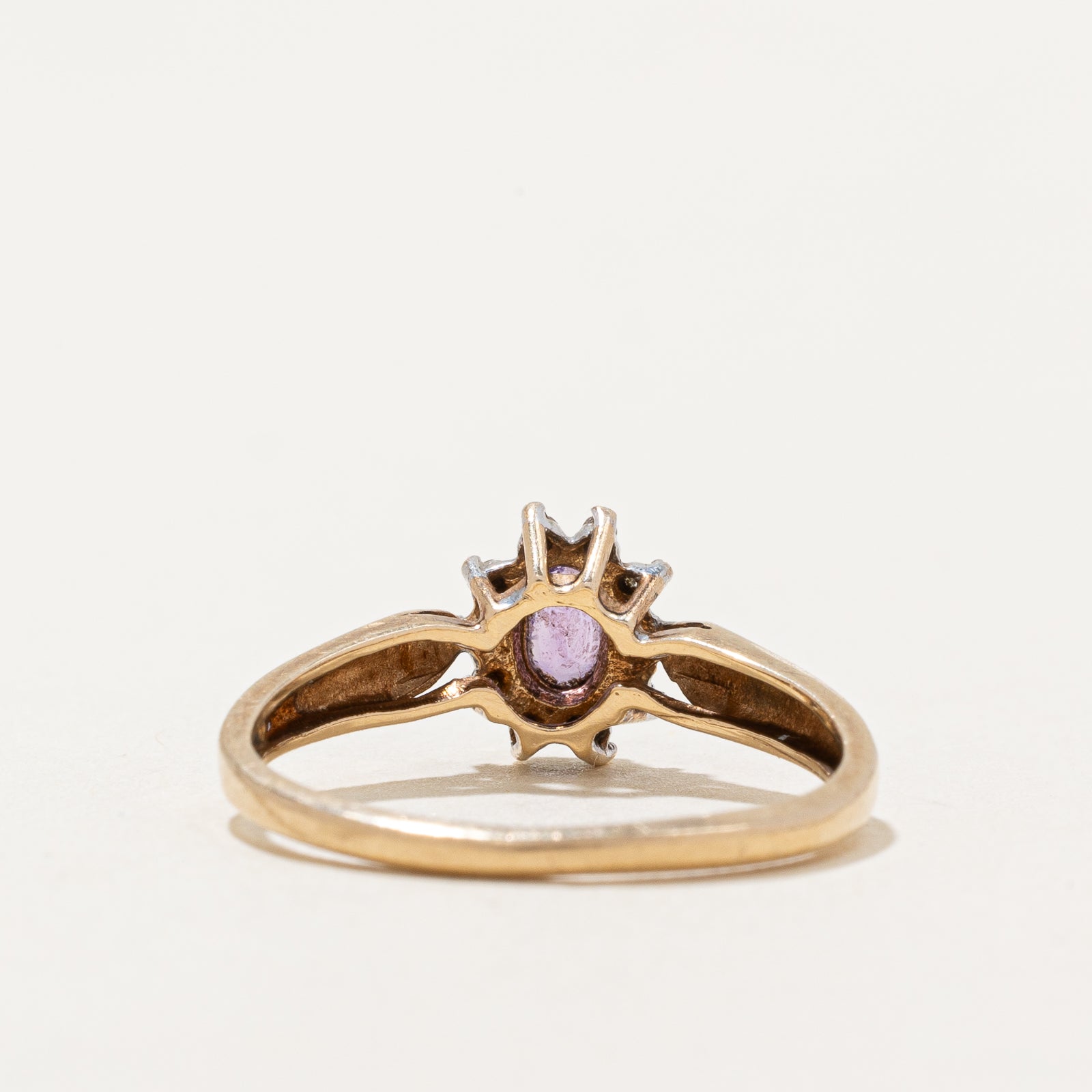 10k Yellow Gold Amethyst and Diamond Ring | 0.18ct, 0.05ctw | SZ 7