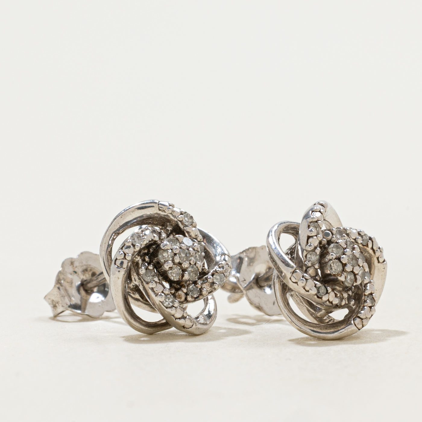 Diamond Cluster Knot Stud Earrings | 0.15ctw