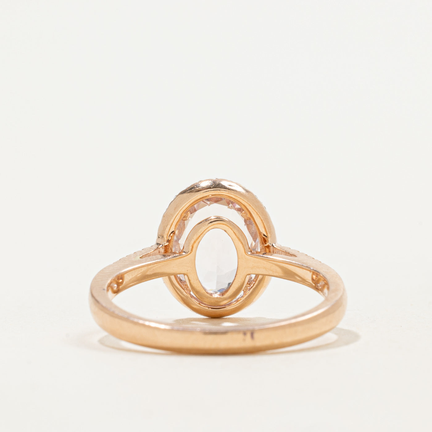 14k Rose Gold Morganite & Diamond Halo Ring | 1.50ct, 0.14ctw | SZ 6 |