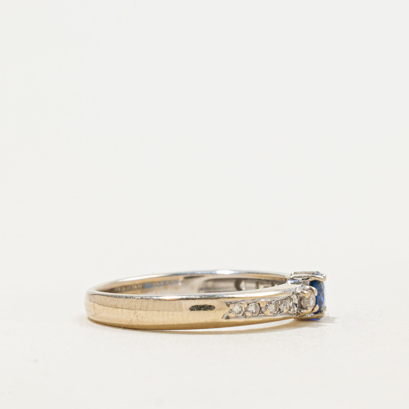 18k East West Sapphire & Diamond Accented Ring | 0.20ct, 0.08ctw | SZ 4.75 |