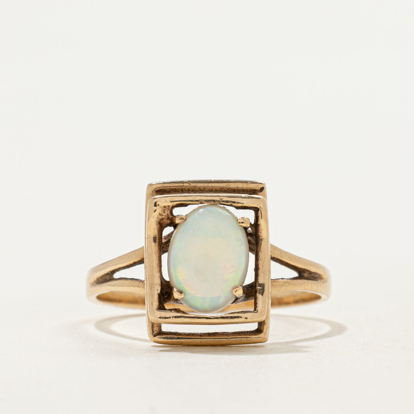10k Framed Opal Open Shank Ring | 0.60ct | SZ 6.75 |
